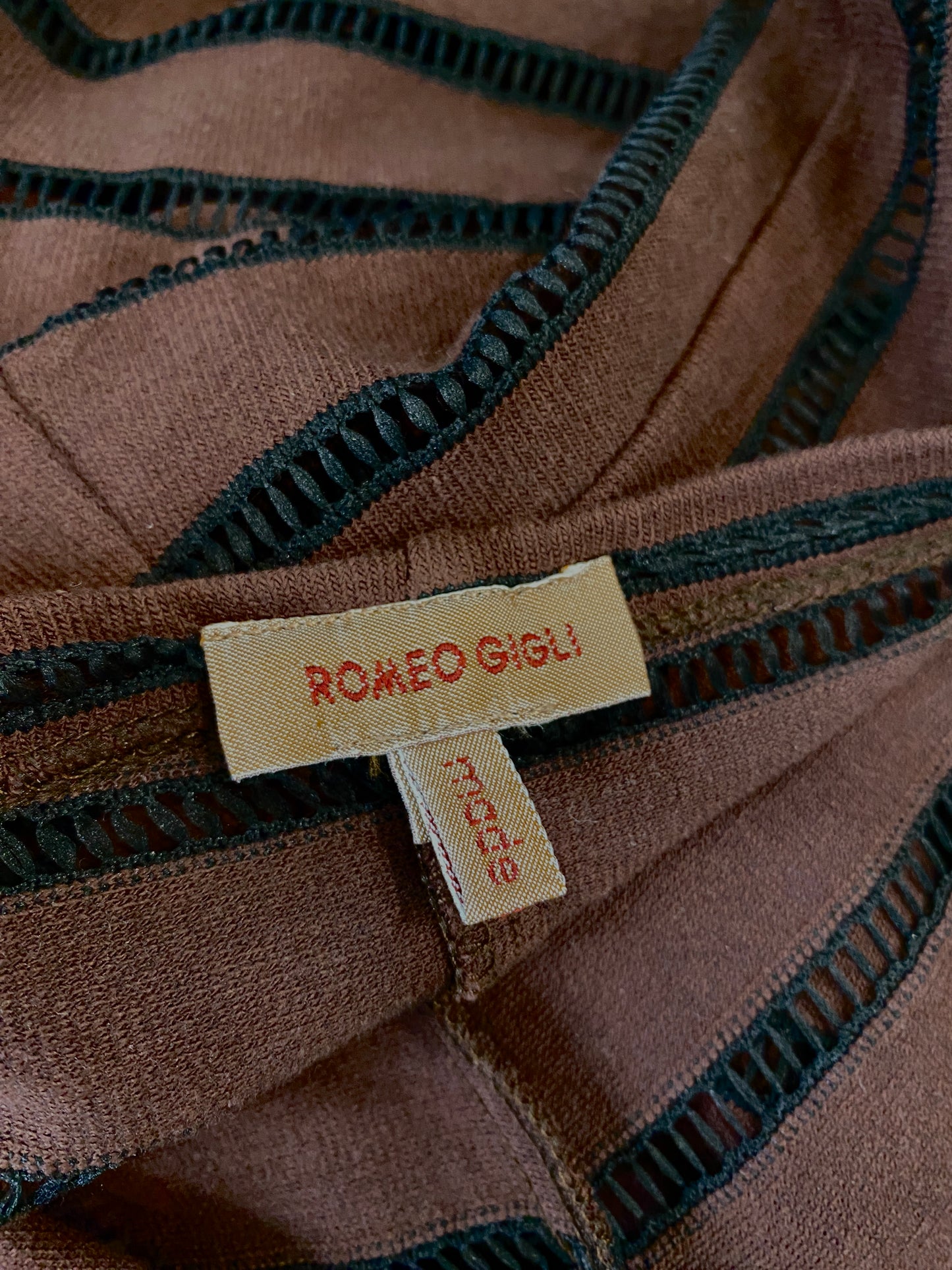 Romeo Gigli Brown and Black Stripe High-waist Legging