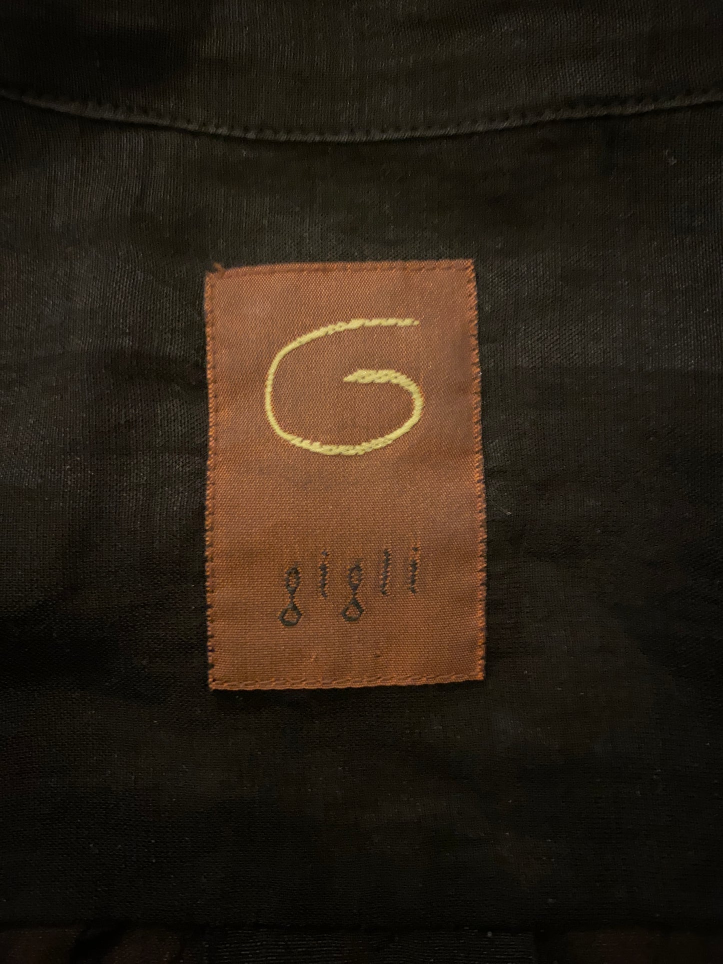 Romeo Gigli G Gigli Black Linen Shirt with Long Collar
