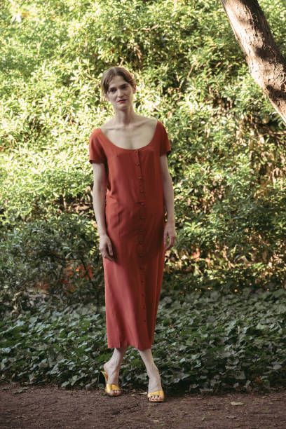 Adeline André Red Silk Dress
