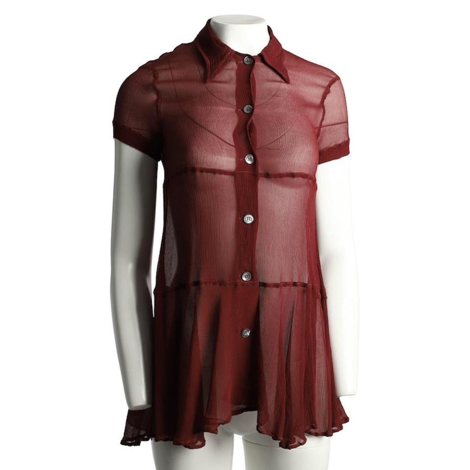 G Gigli red silk blouse