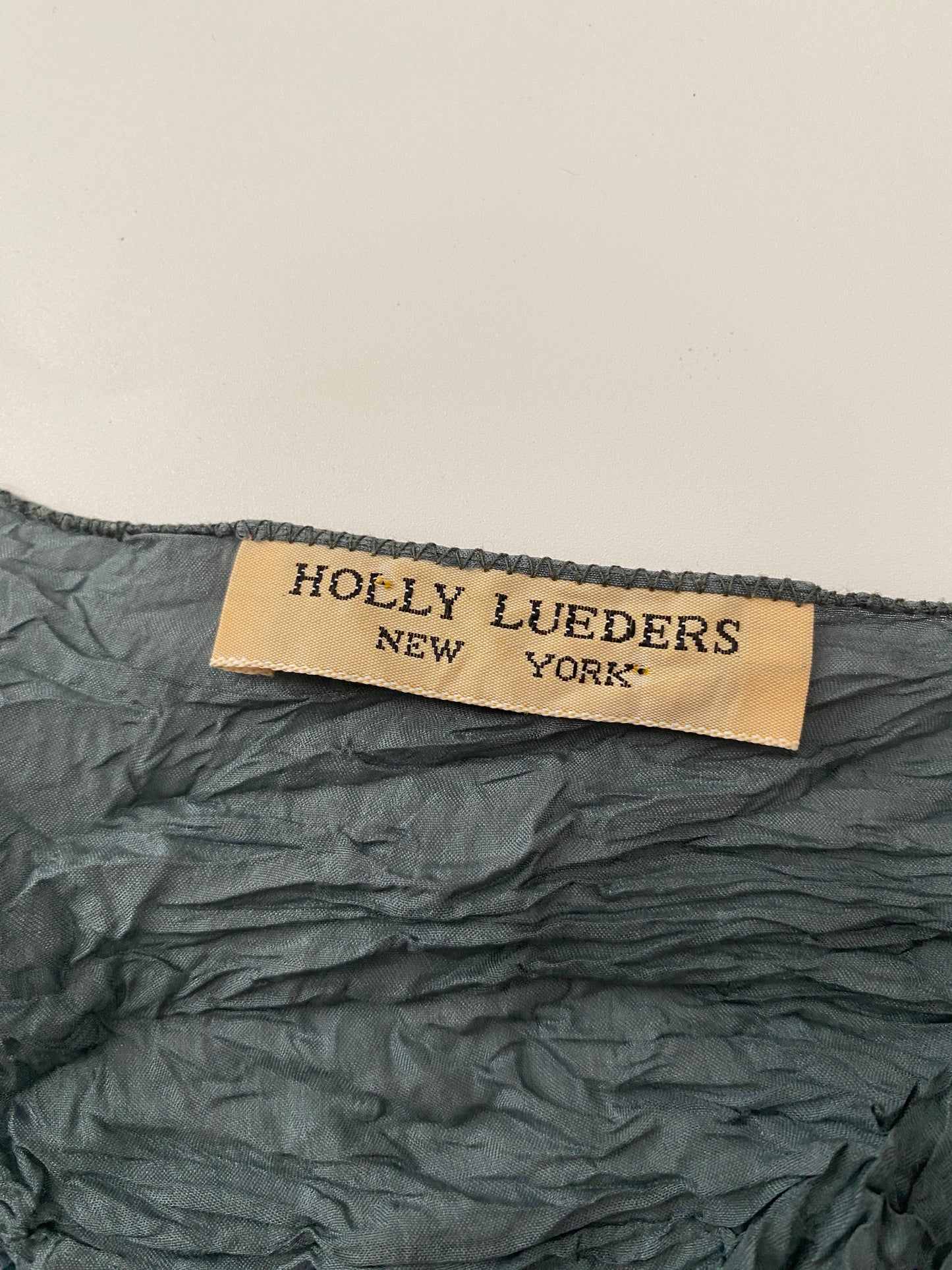 Holly Lueders Grey Blue Crinkle Silk Blouse