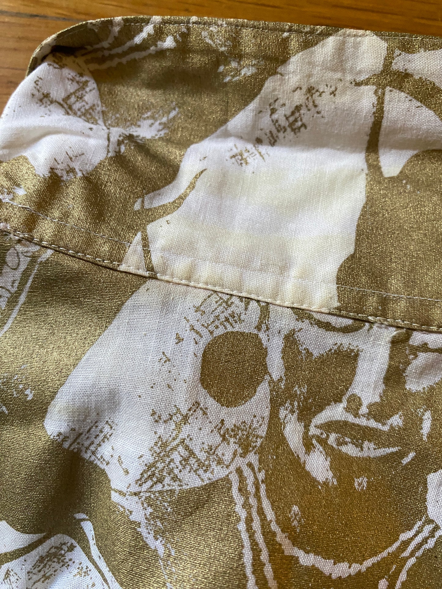 Cinzia Ruggeri 1986 Gold Screen Printed Shirt with Ziggurat Detail