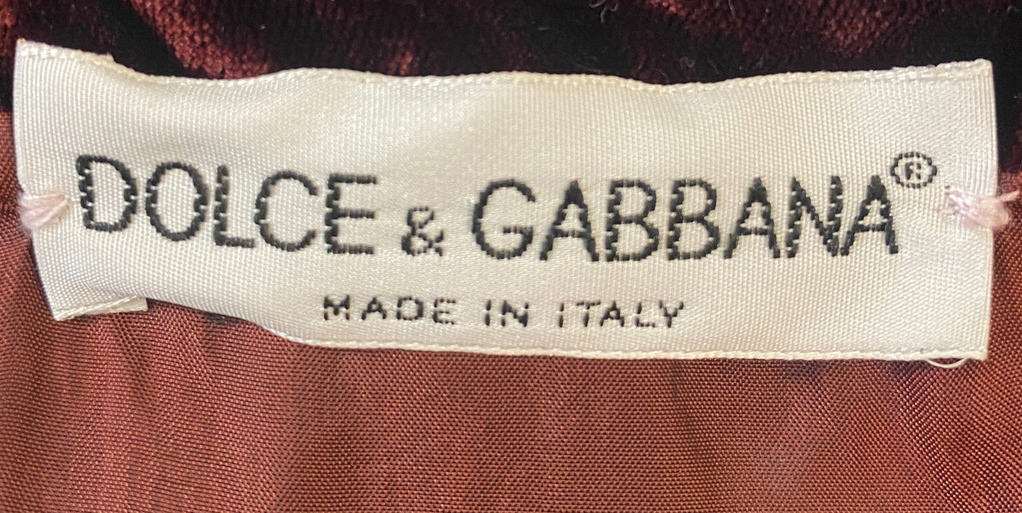 Dolce & Gabbana Burgundy Velvet Empireline Dress