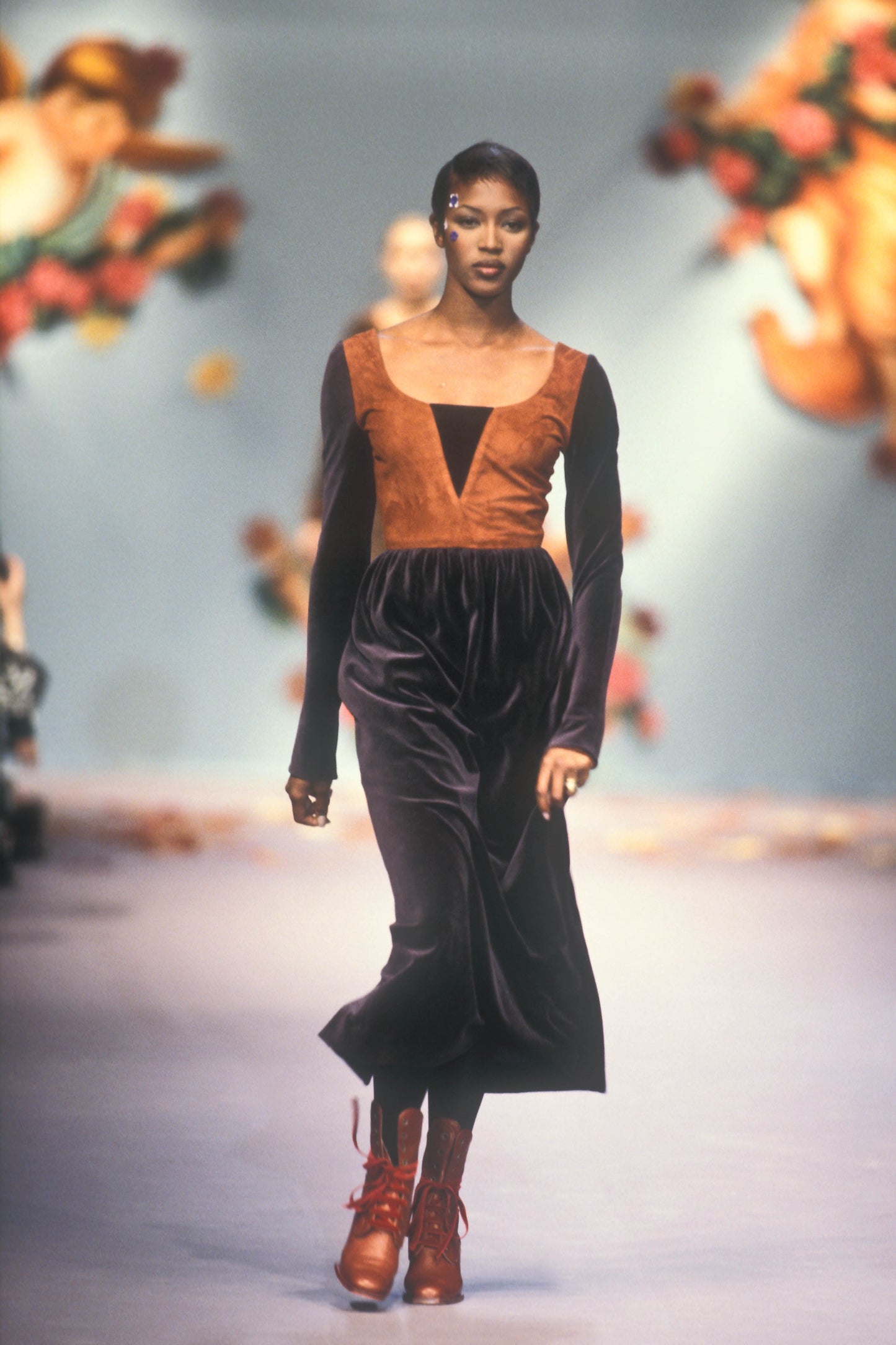 Chloé Karl Lagerfeld A/W93 Velvet Edwardian Inspired Dress