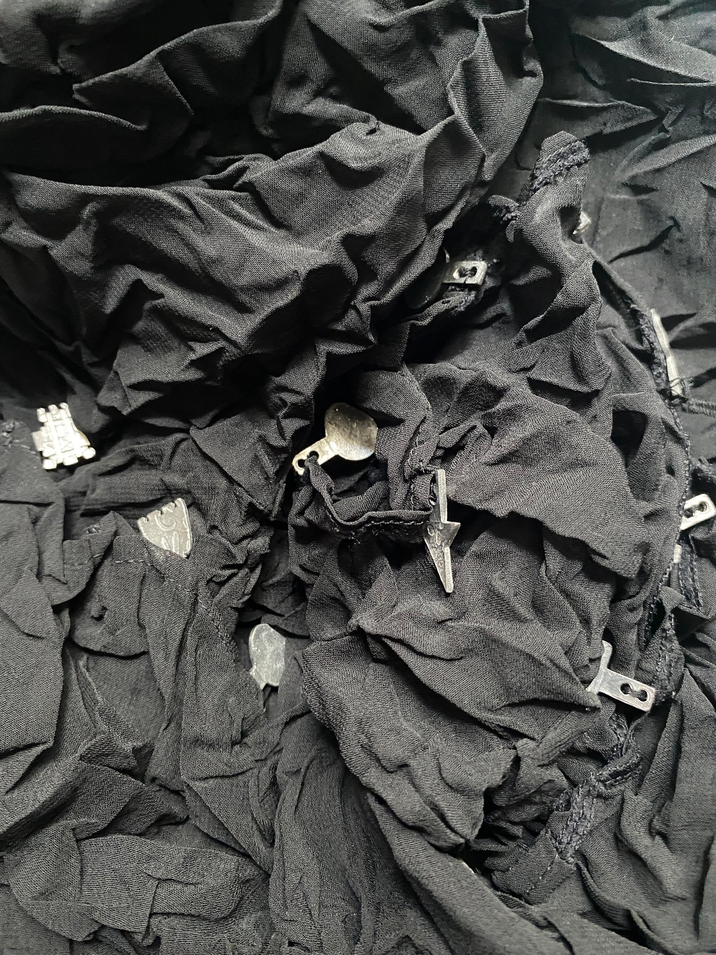 Biche de Bere Black Crinkle Duster with Silver Metal Detail