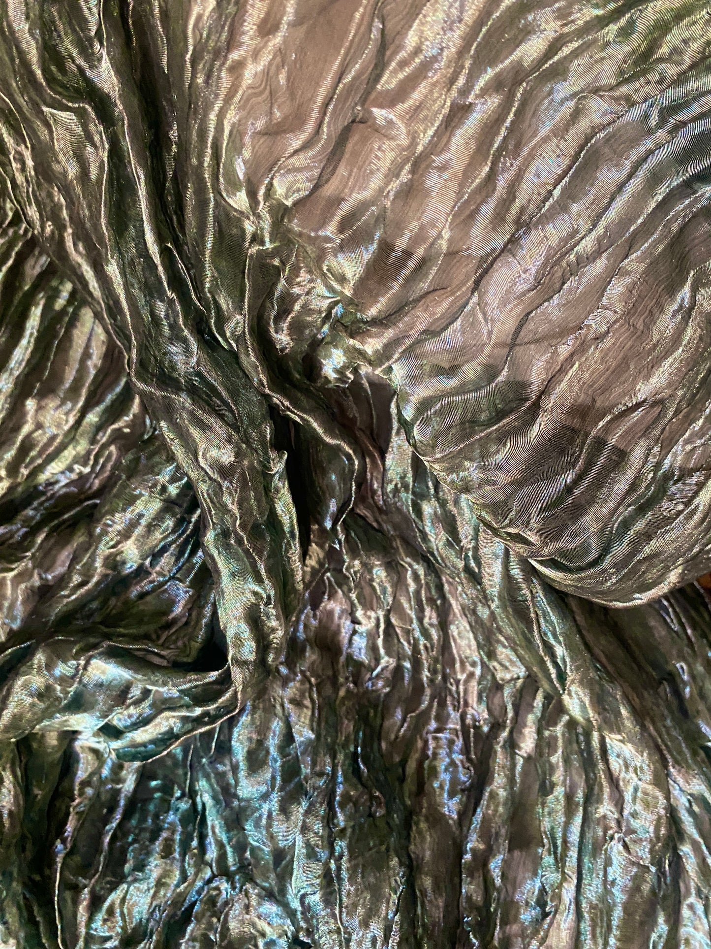 DKNY Green Silk Metallic Voile Skirt
