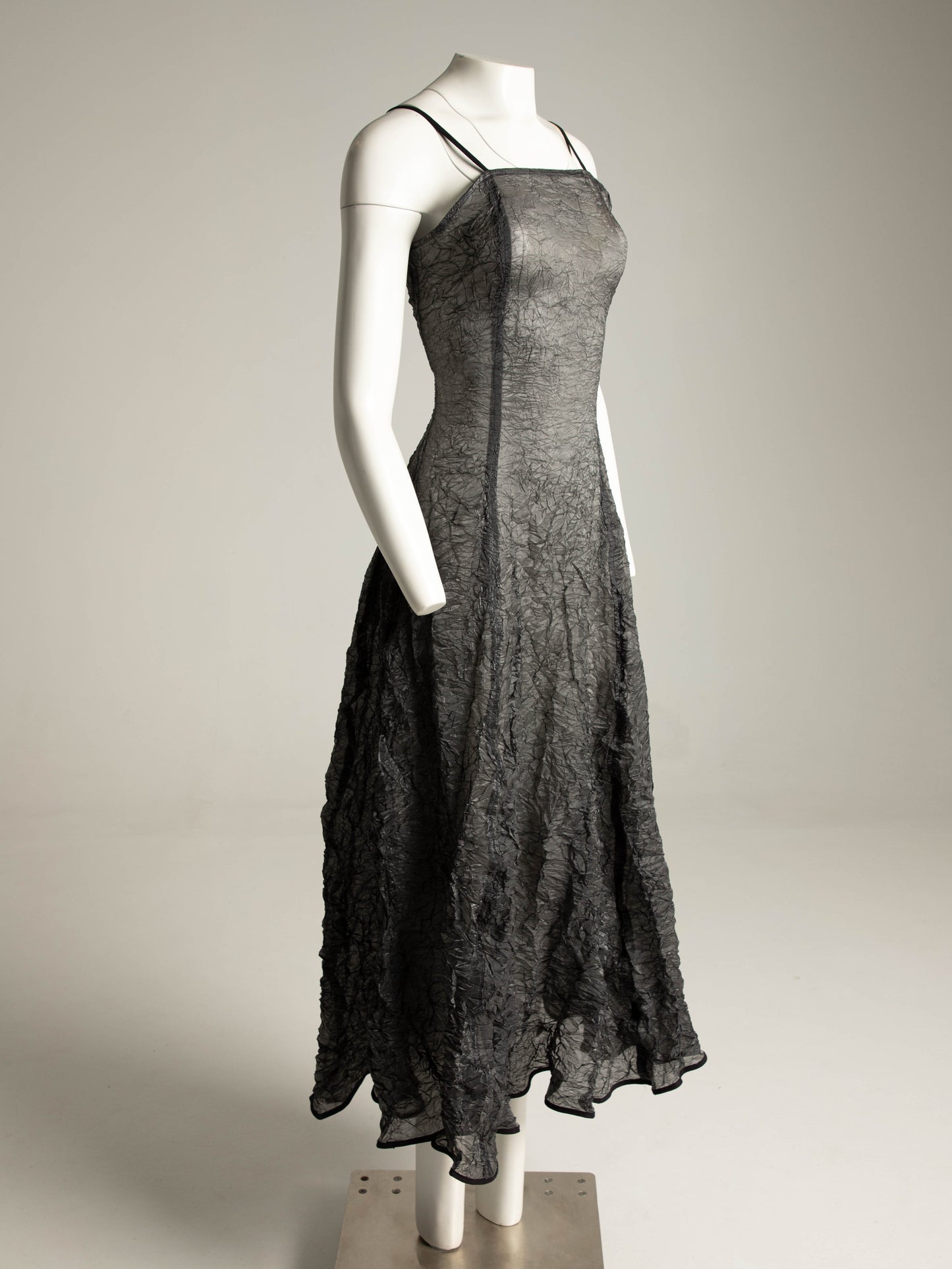 Grey Green Crinkle Dress