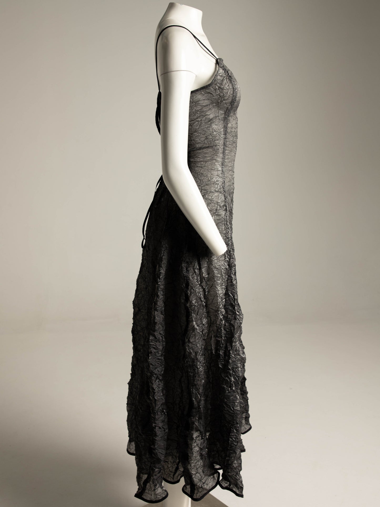 Grey Green Crinkle Dress