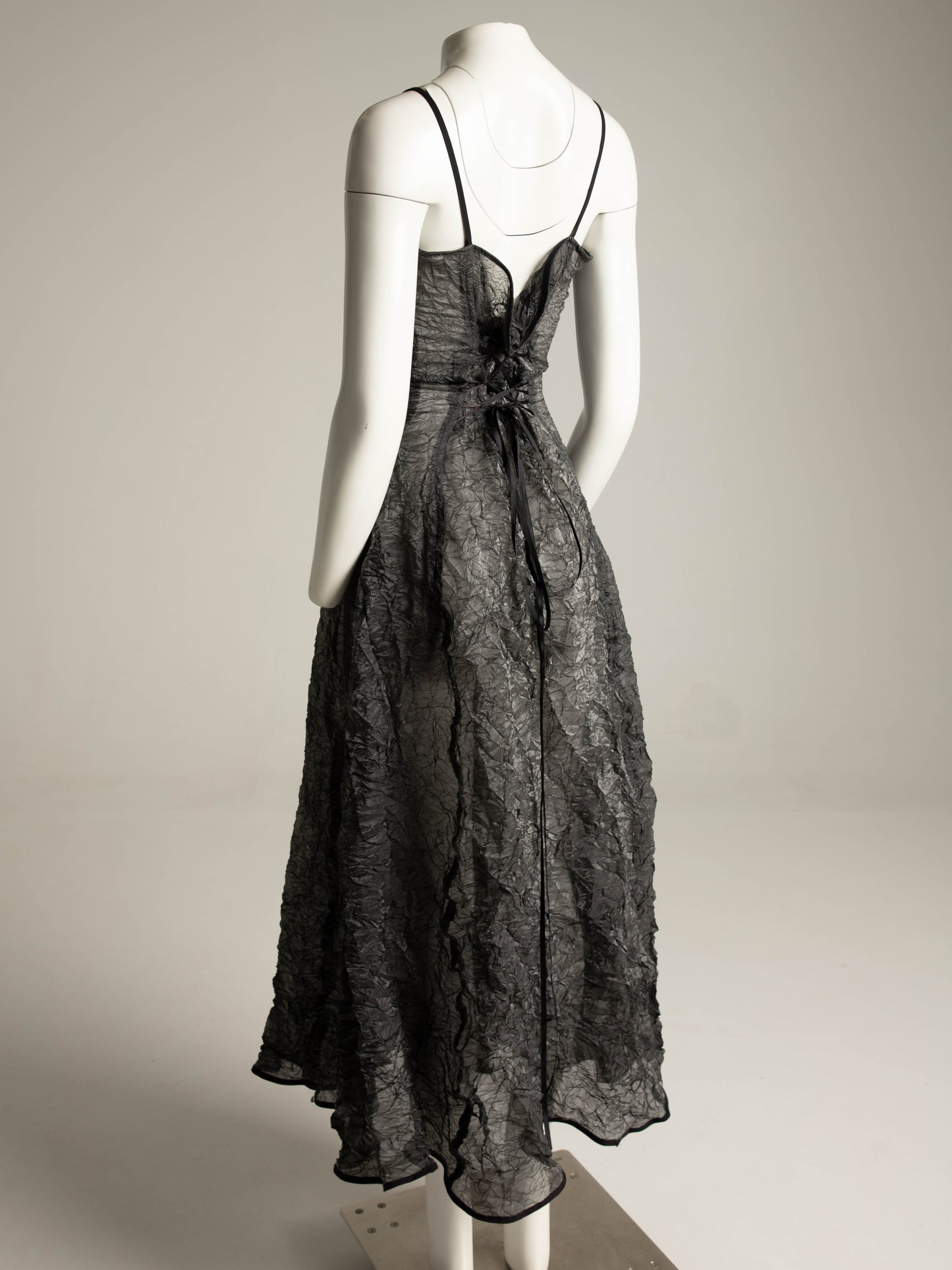 Grey Green Crinkle Dress