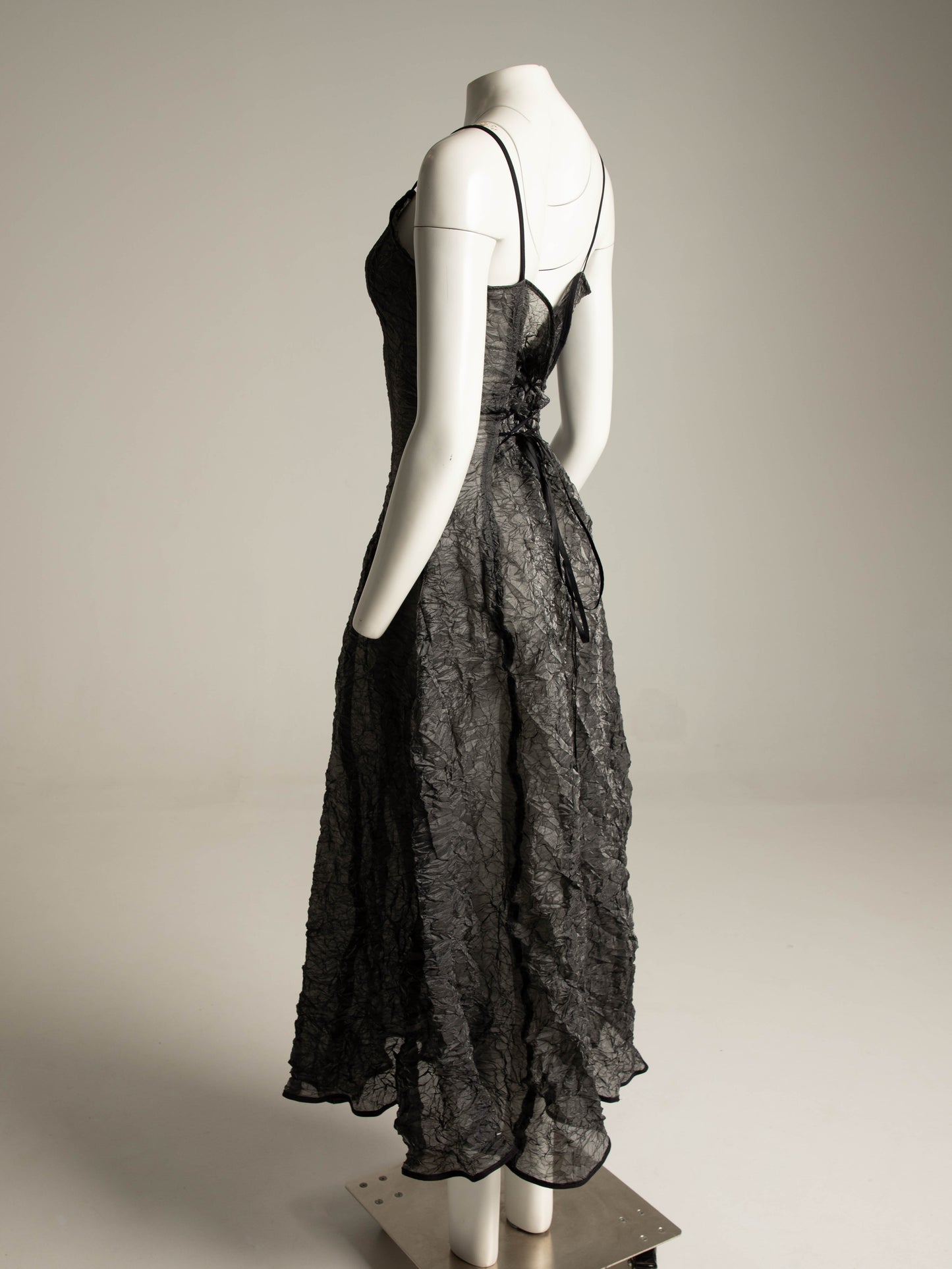 Grey Green Crinkle Dress