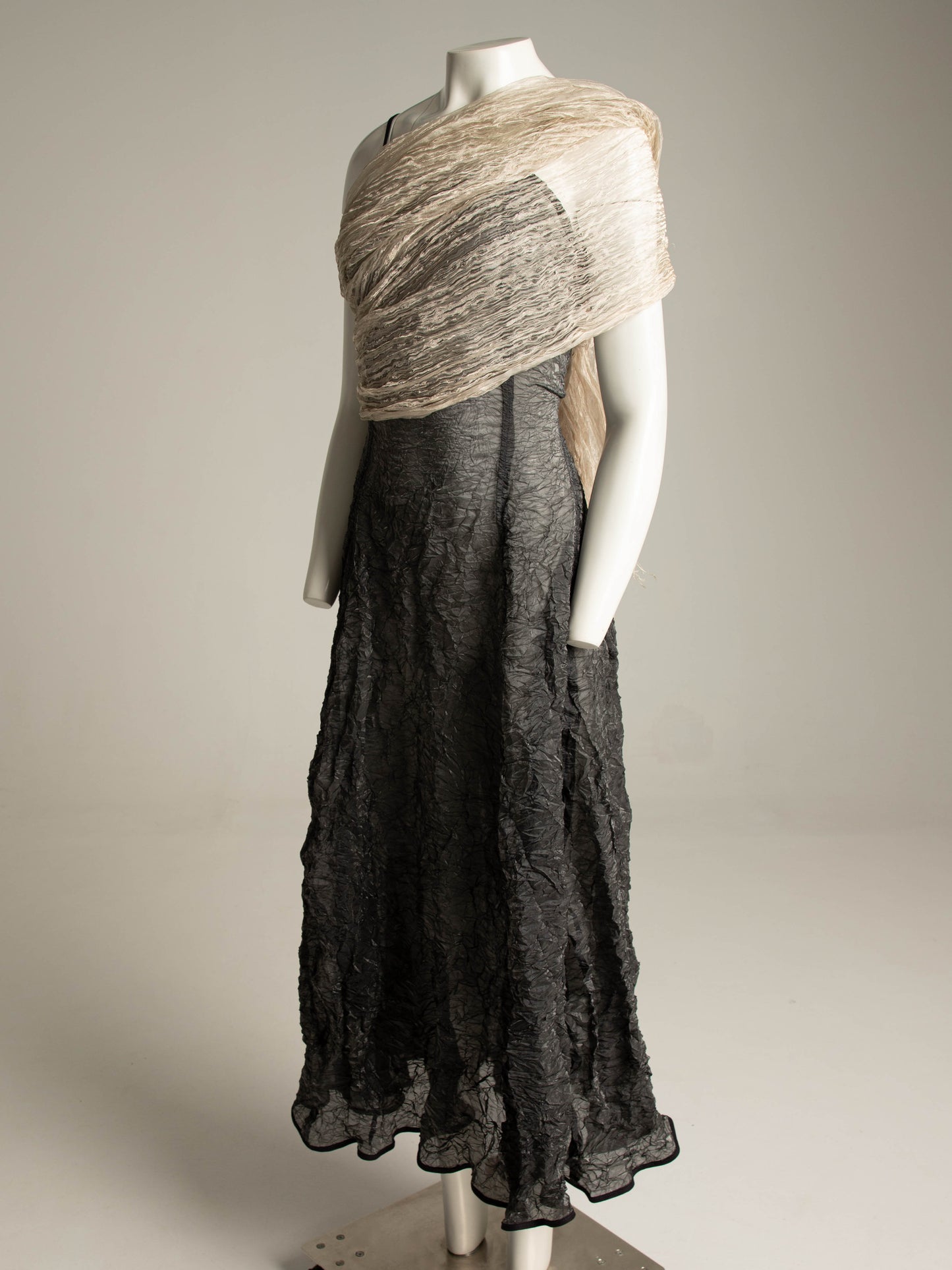 Grey Green Crinkle Dress