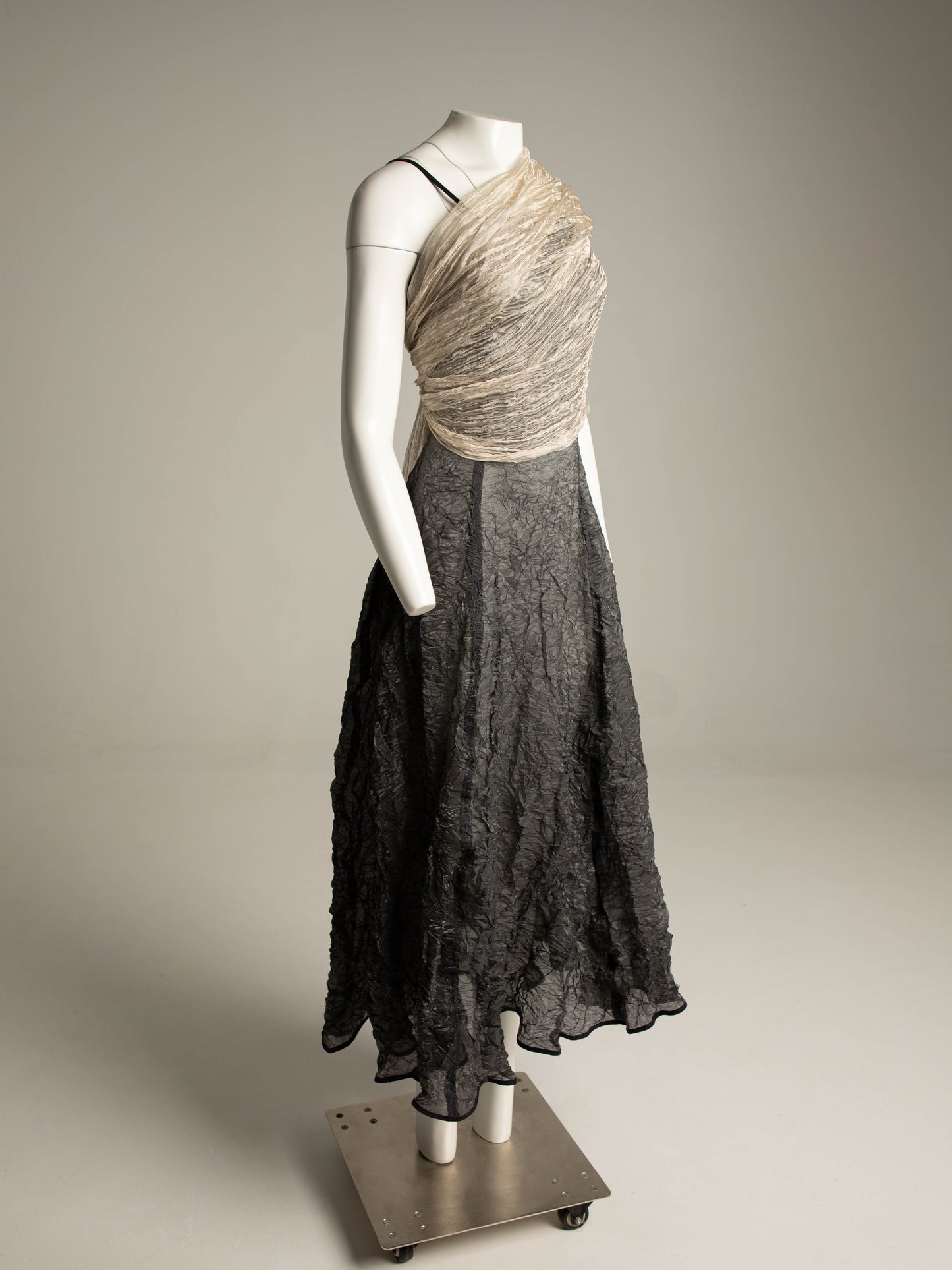 Grey Green Crinkle Dress