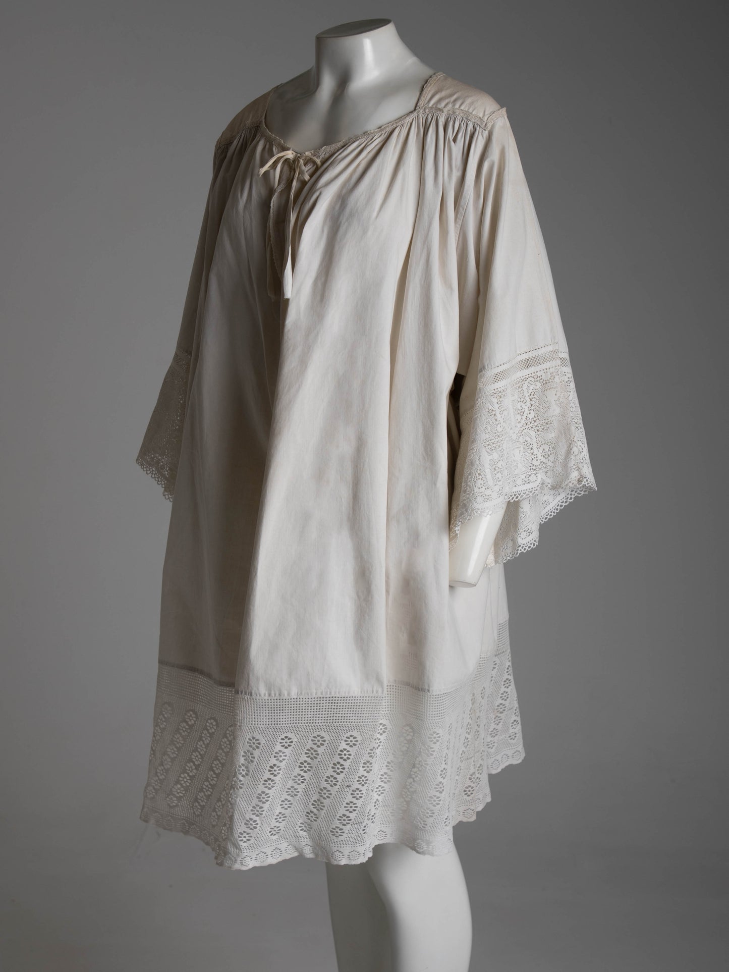 Antique Ecclesiastical Linen Lace Edged Gown
