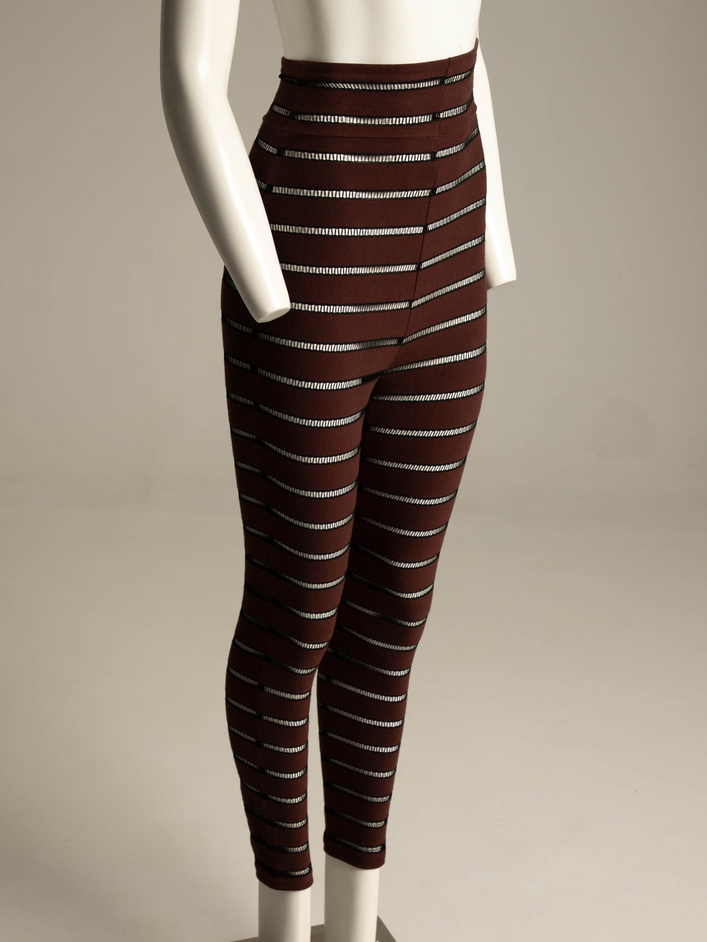 Romeo Gigli Brown and Black Stripe High-waist Legging