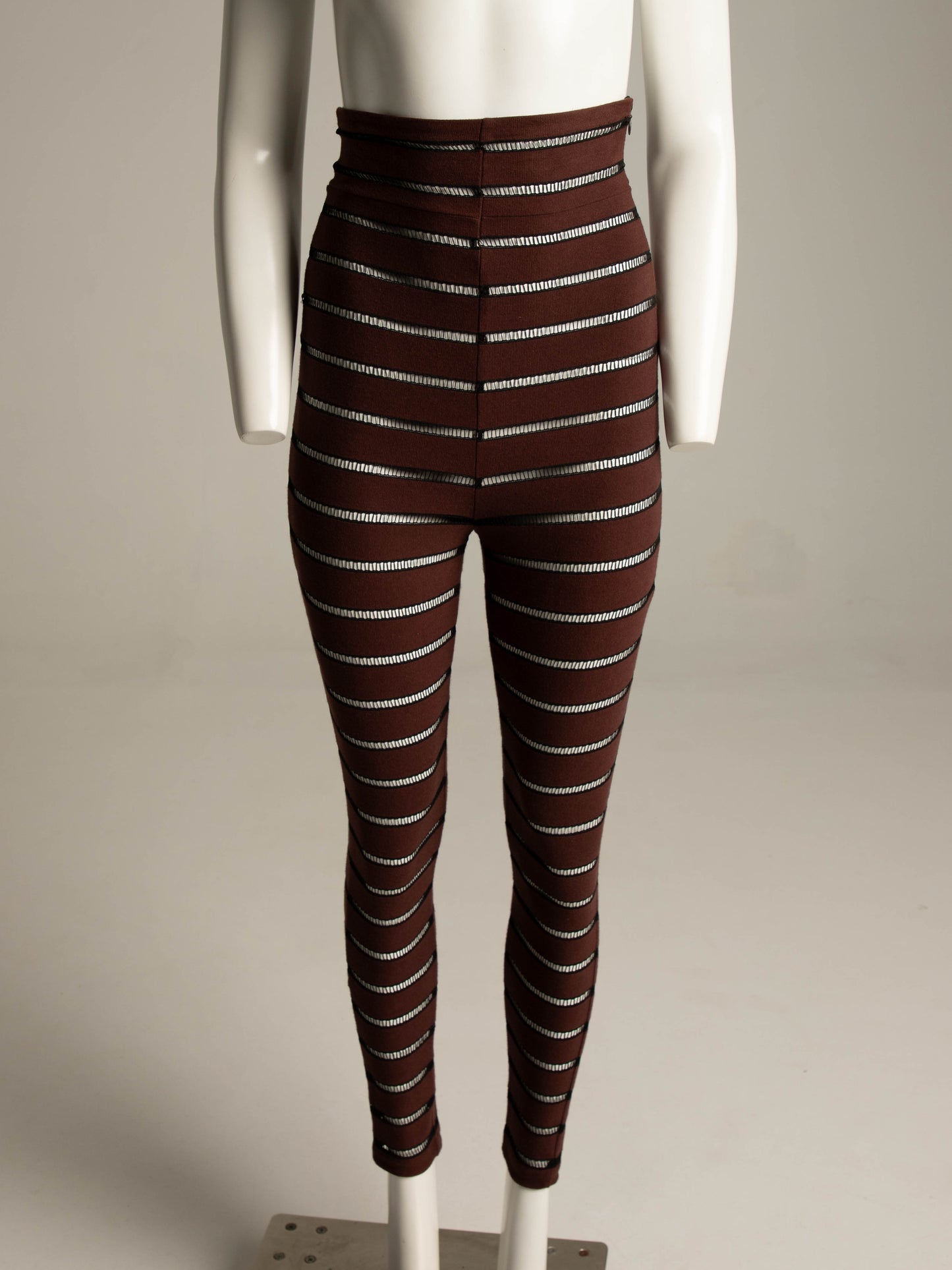 Romeo Gigli Brown and Black Stripe High-waist Legging