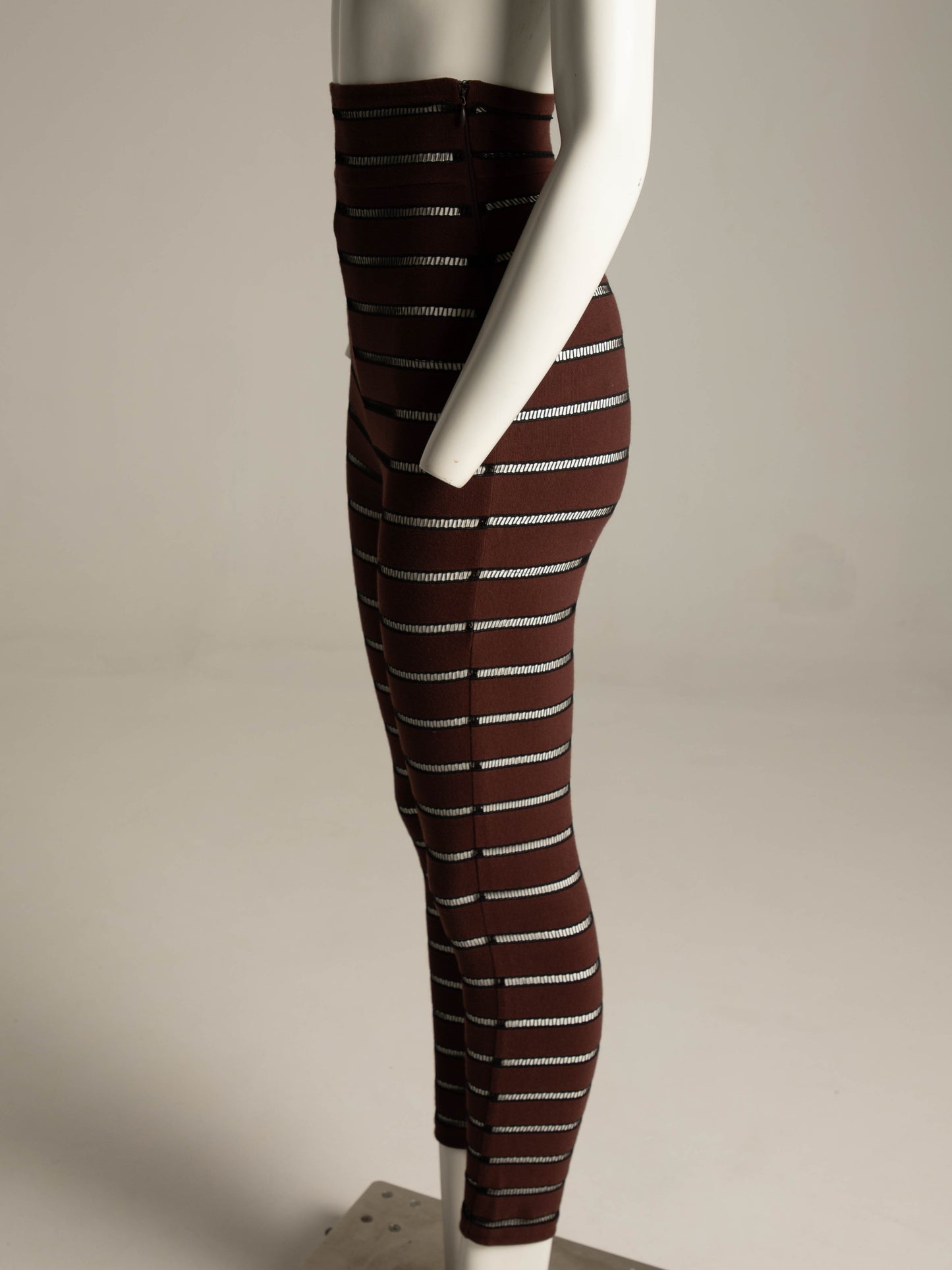 Romeo Gigli Brown and Black Stripe High-waist Legging