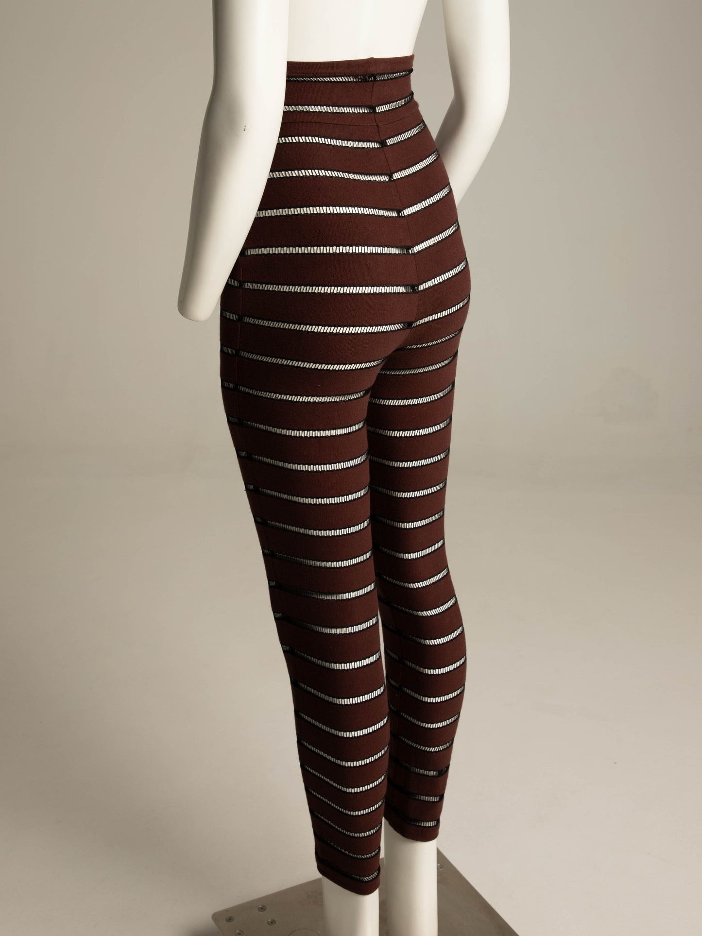 Romeo Gigli Brown and Black Stripe High-waist Legging