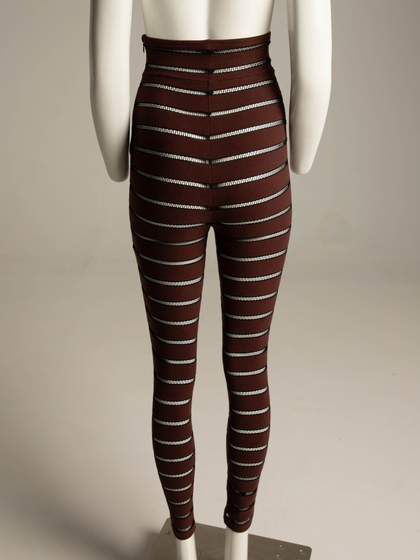 Romeo Gigli Brown and Black Stripe High-waist Legging