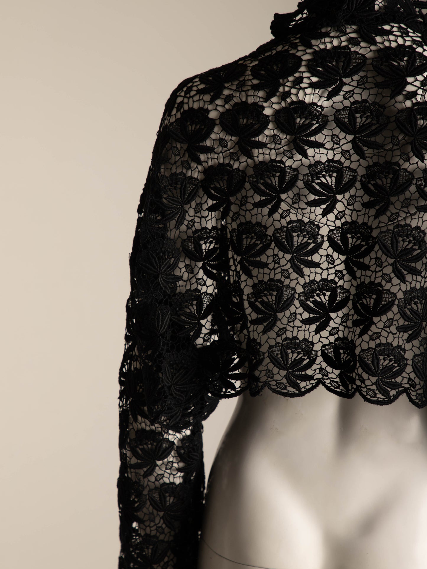 Callaghan by Romeo Gigli Black Lace Cropped Jacket