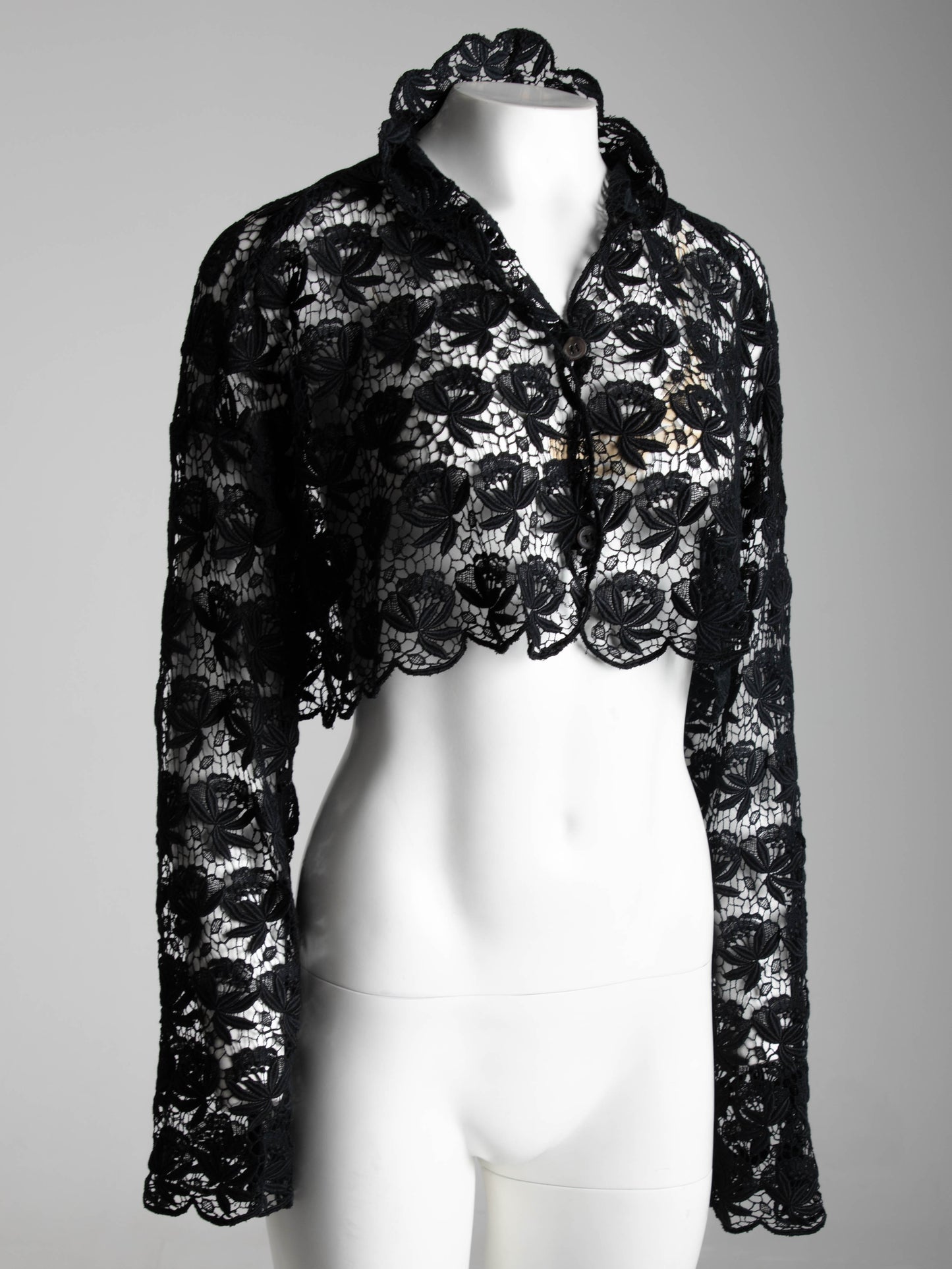 Callaghan by Romeo Gigli Black Lace Cropped Jacket