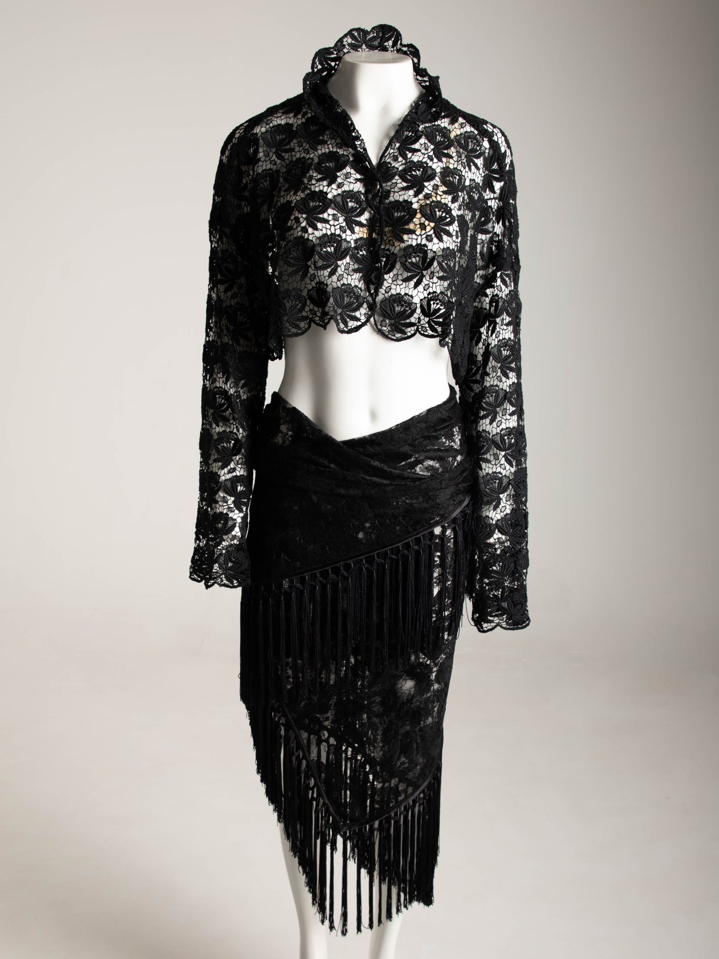 Callaghan by Romeo Gigli Black Lace Cropped Jacket