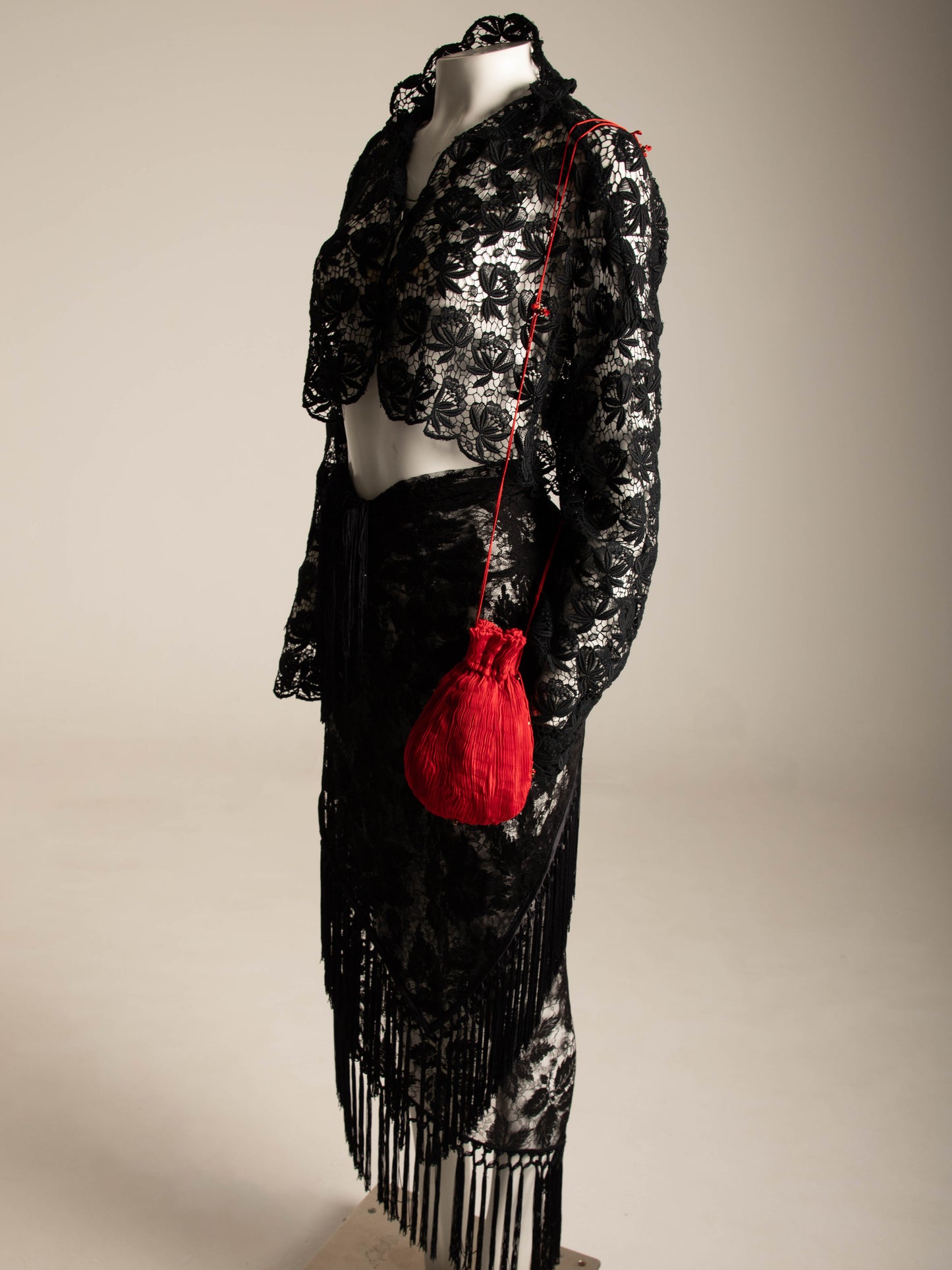 Venetia Studium Fortuny Pleated Red Silk Pouch