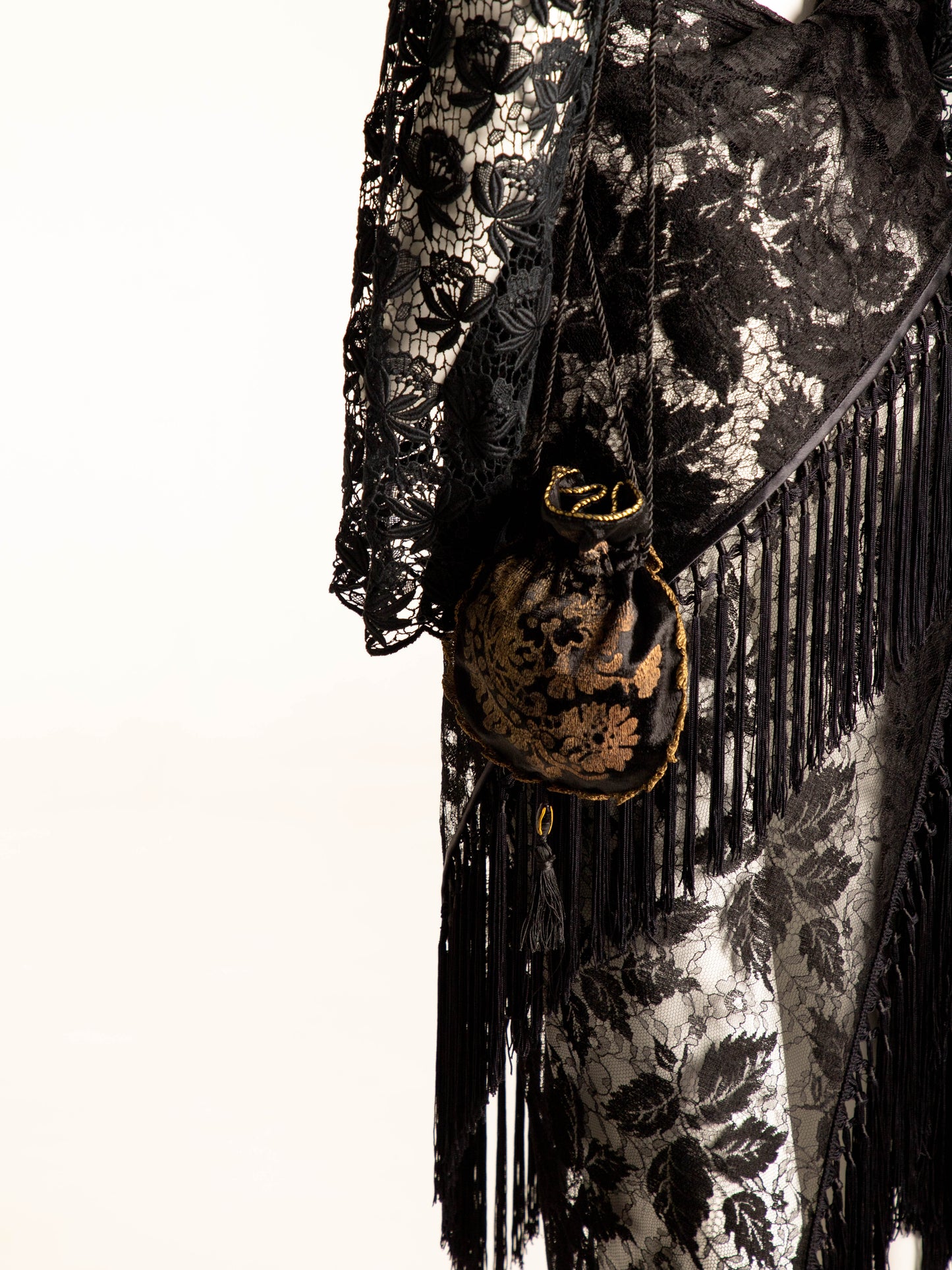 Tirelli Gallenga Por Fendi Screen Printed Black Velvet Pouch Circa 80s
