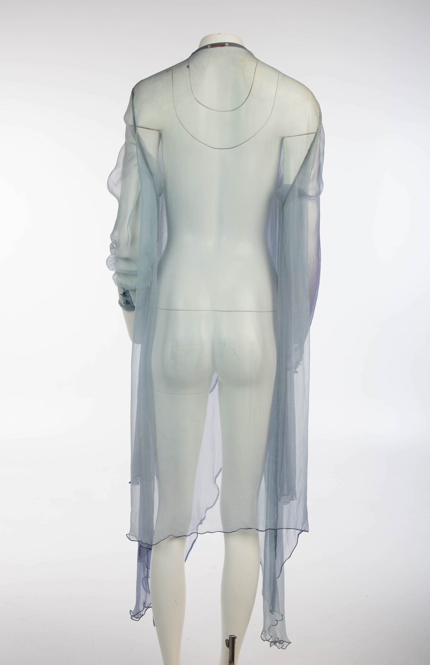 Silk Duster With Petal Hem in Gradients of Blue