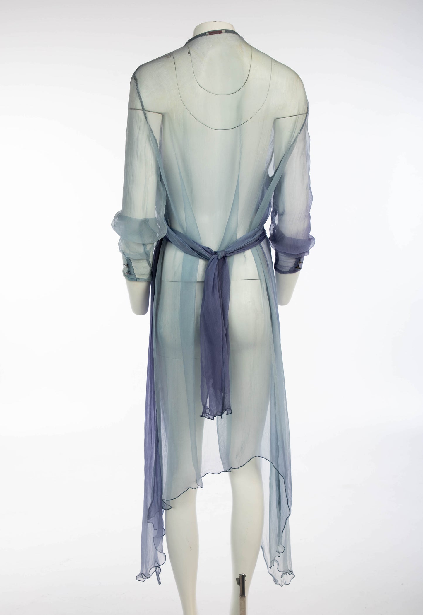 Silk Duster With Petal Hem in Gradients of Blue