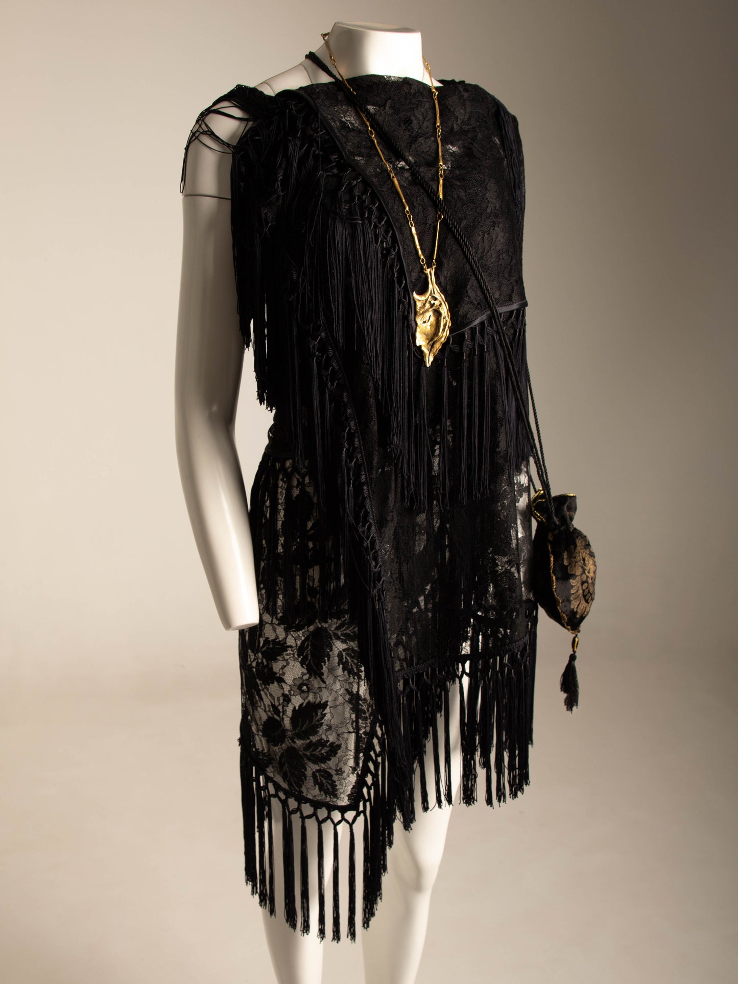 Armando Lozano Ramirez Brutalist Bronze Leaf Face Necklace