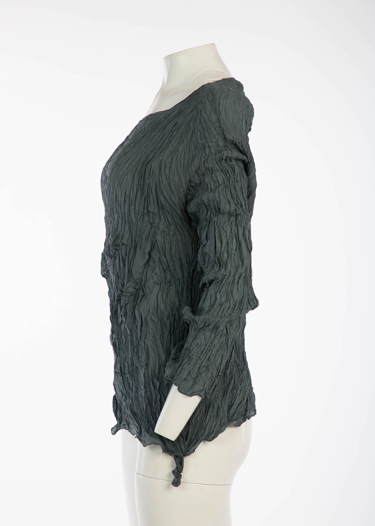 Holly Lueders Grey Blue Crinkle Silk Blouse