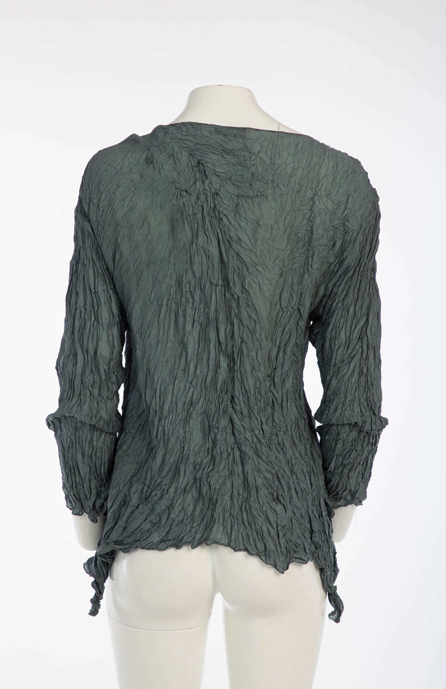 Holly Lueders Grey Blue Crinkle Silk Blouse