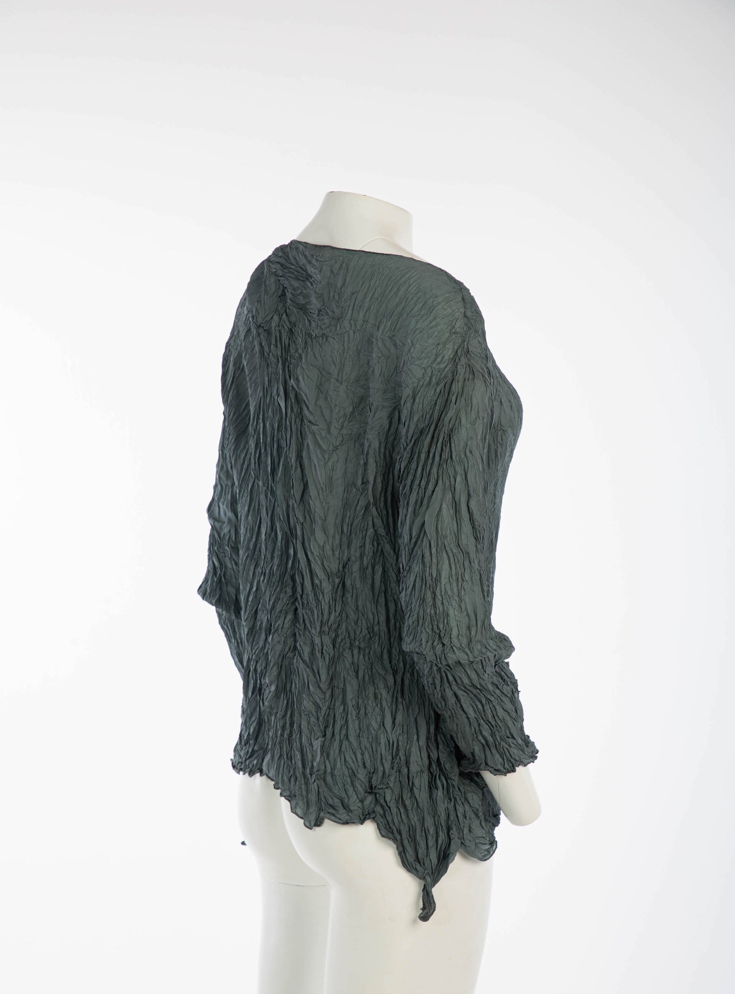 Holly Lueders Grey Blue Crinkle Silk Blouse