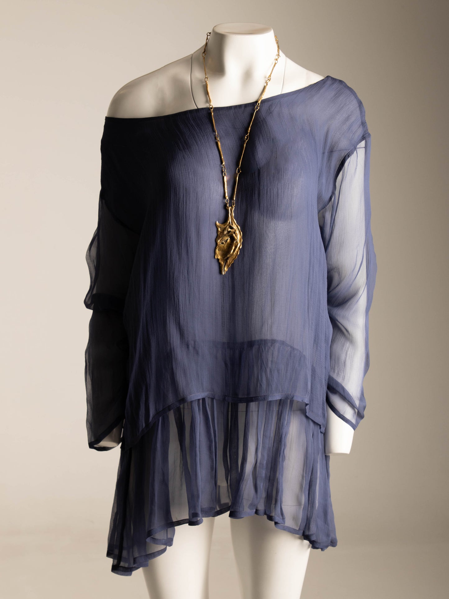 Dolce & Gabbana 1989 Blue Periwinkle Silk Layered Blouse