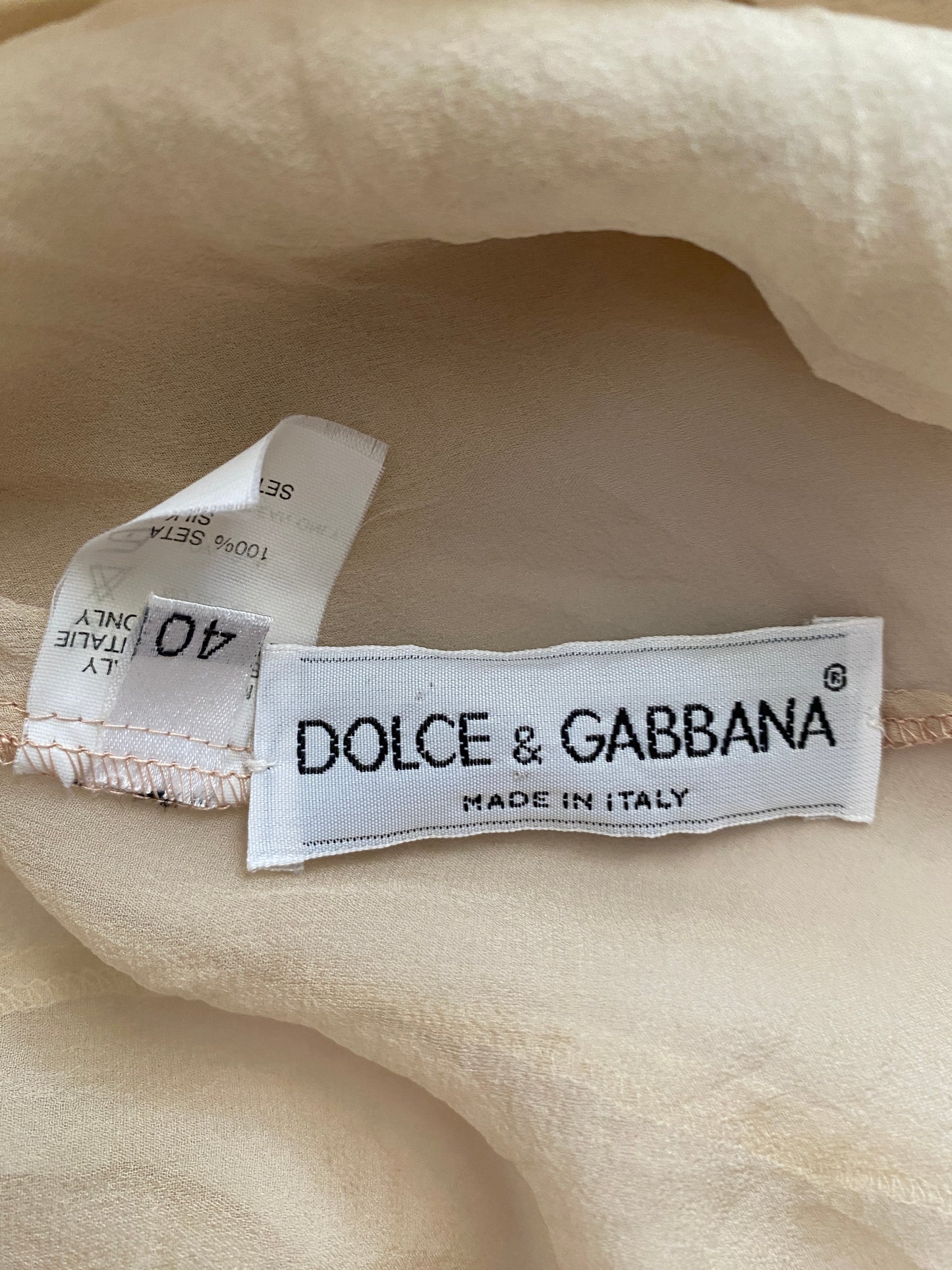 Dolce & Gabbana Cream and Blush Layered Silk Scarf Blouse