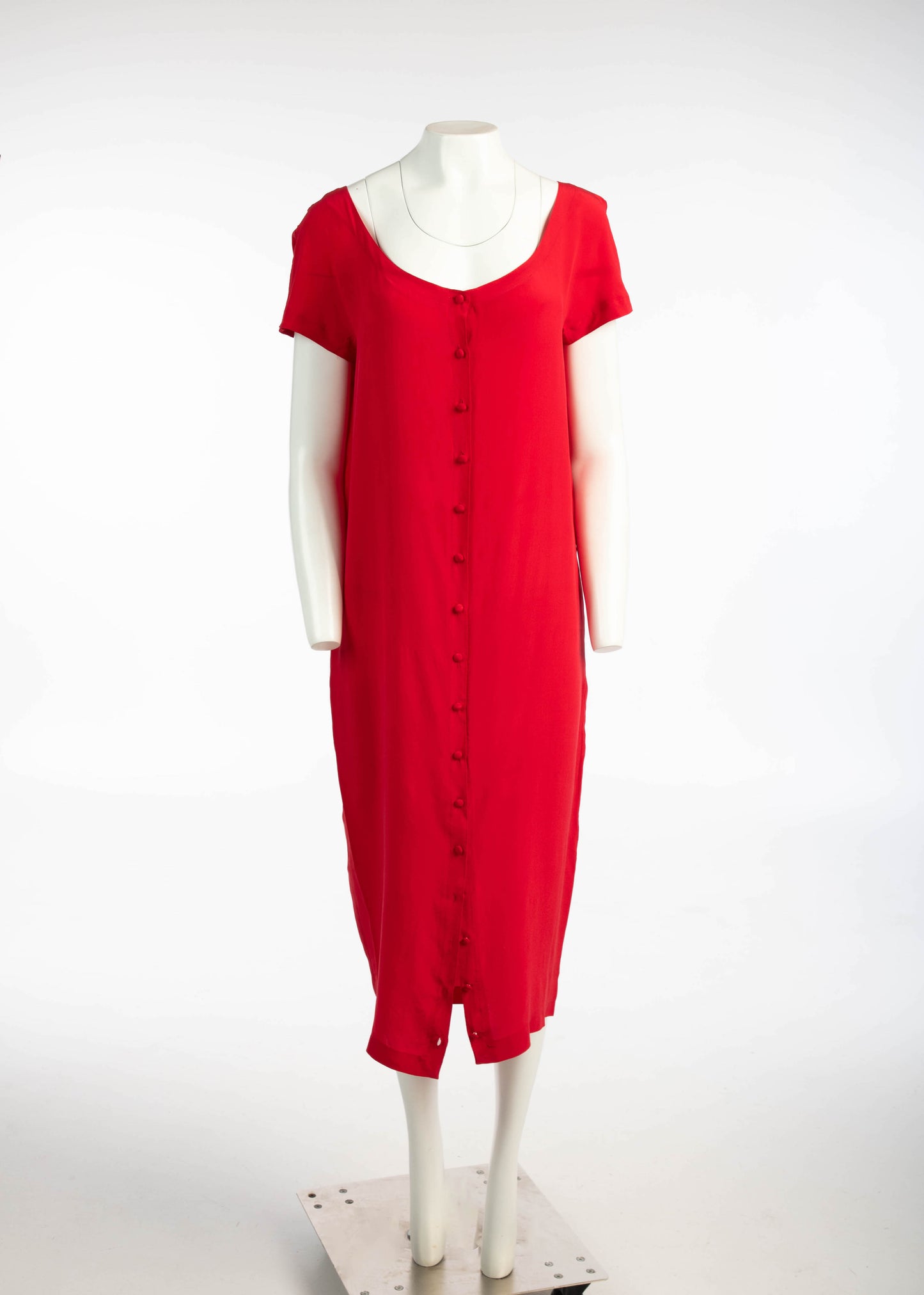 Adeline André Red Silk Dress