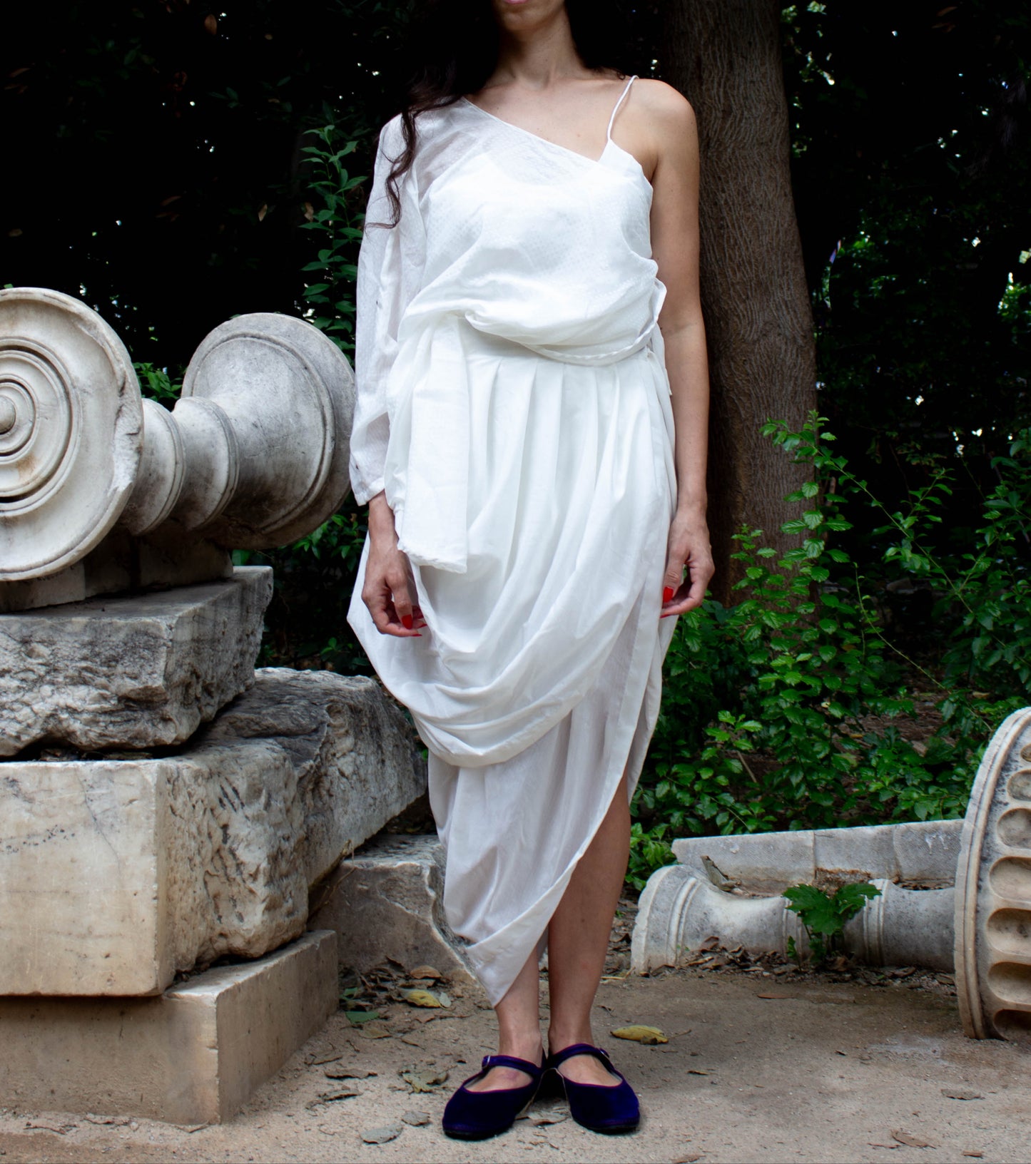 Celia Phillips White Silk Cotton Oyster Skirt