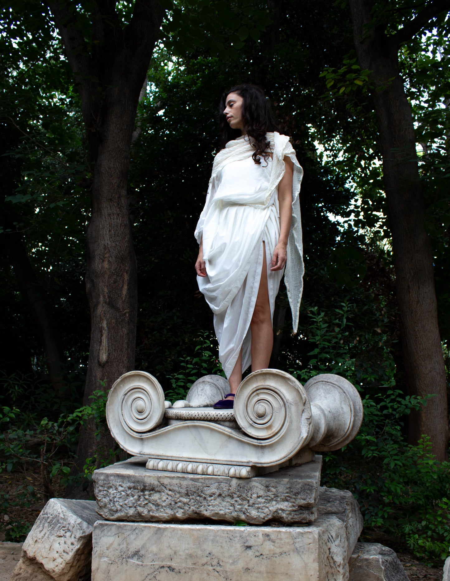 Celia Phillips White Silk Cotton Oyster Skirt