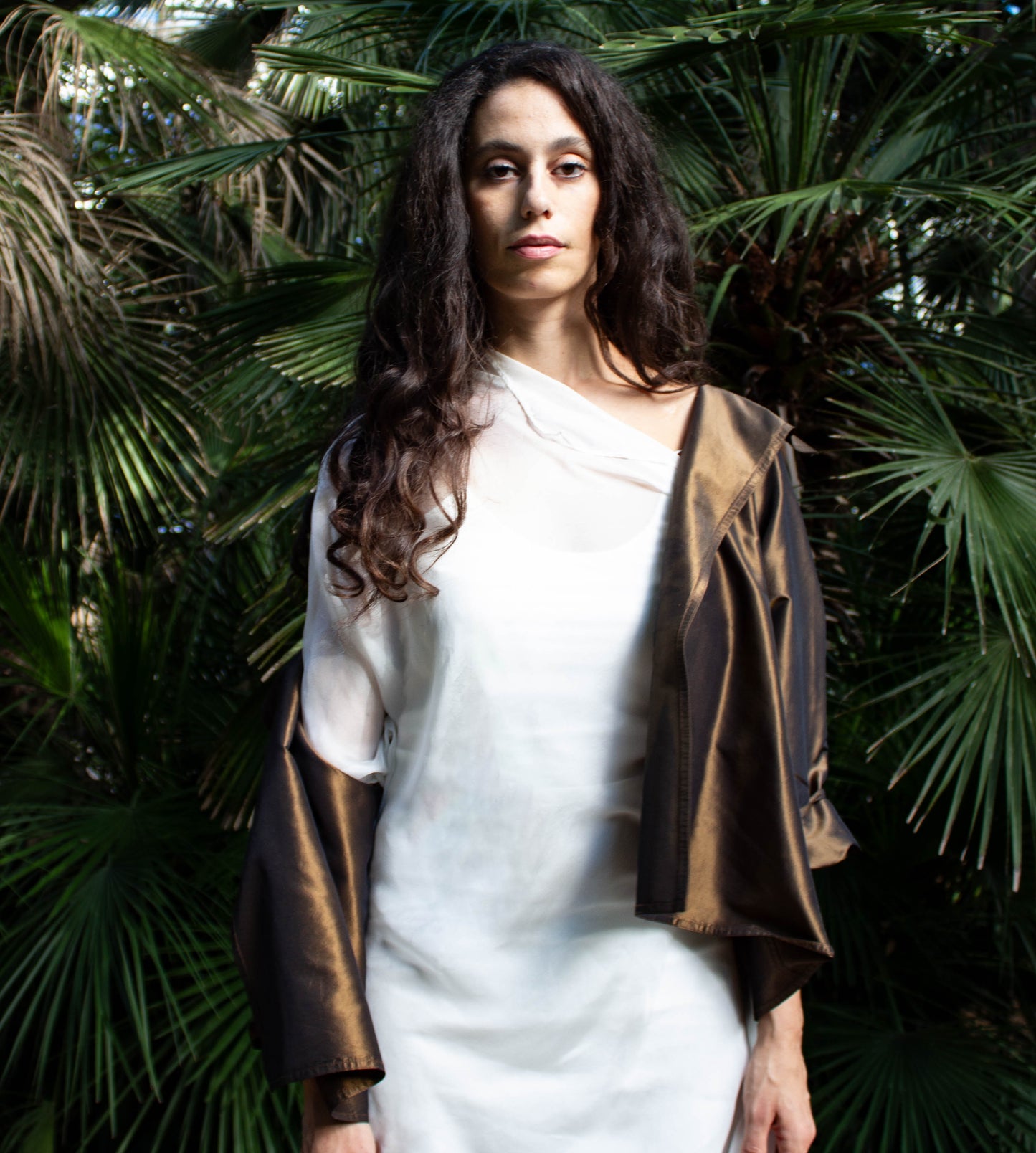 Zoran Golden Brown Silk Taffeta Jacket