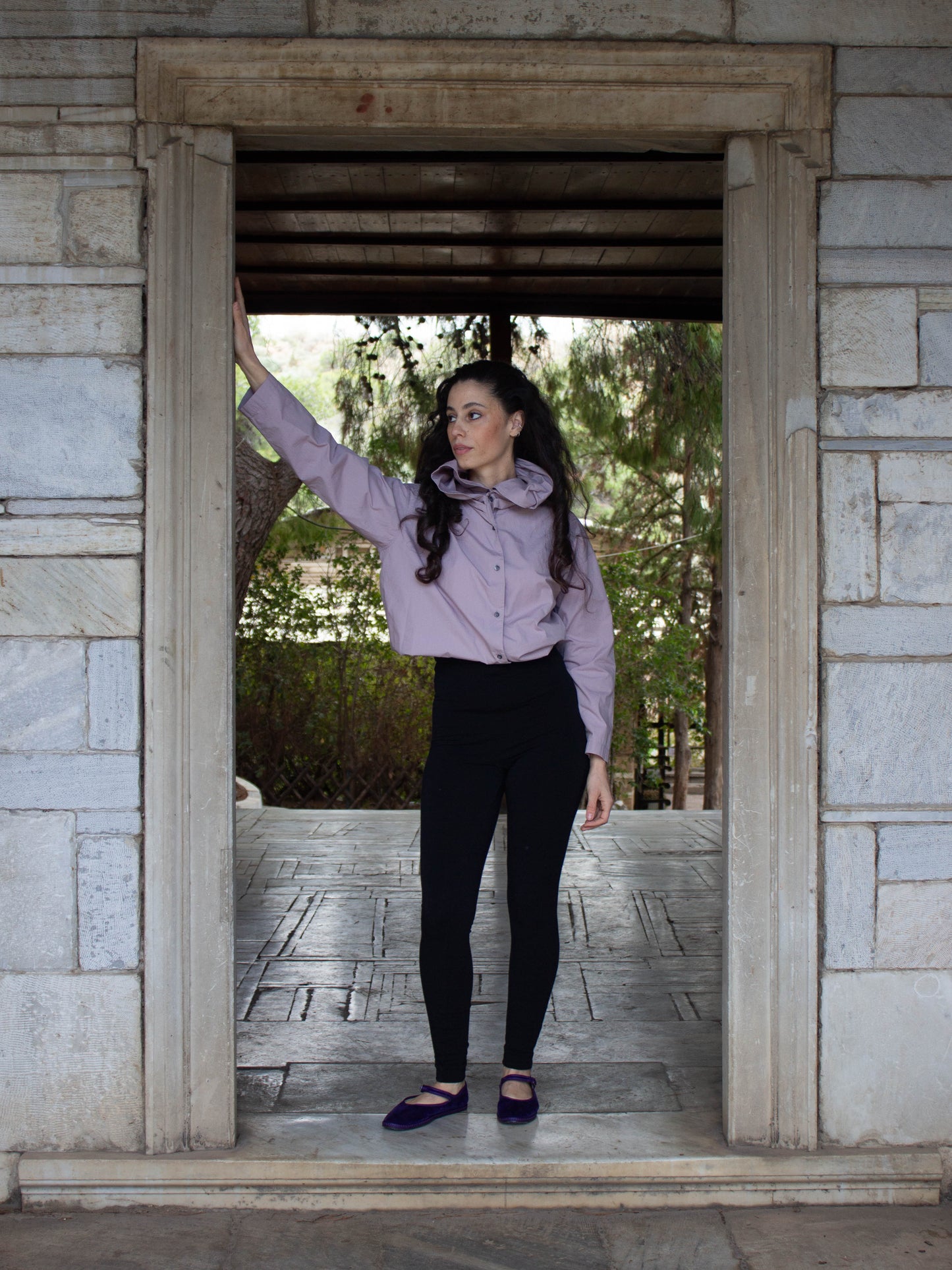 Romeo Gigli Lilac Draped Collar Shirt