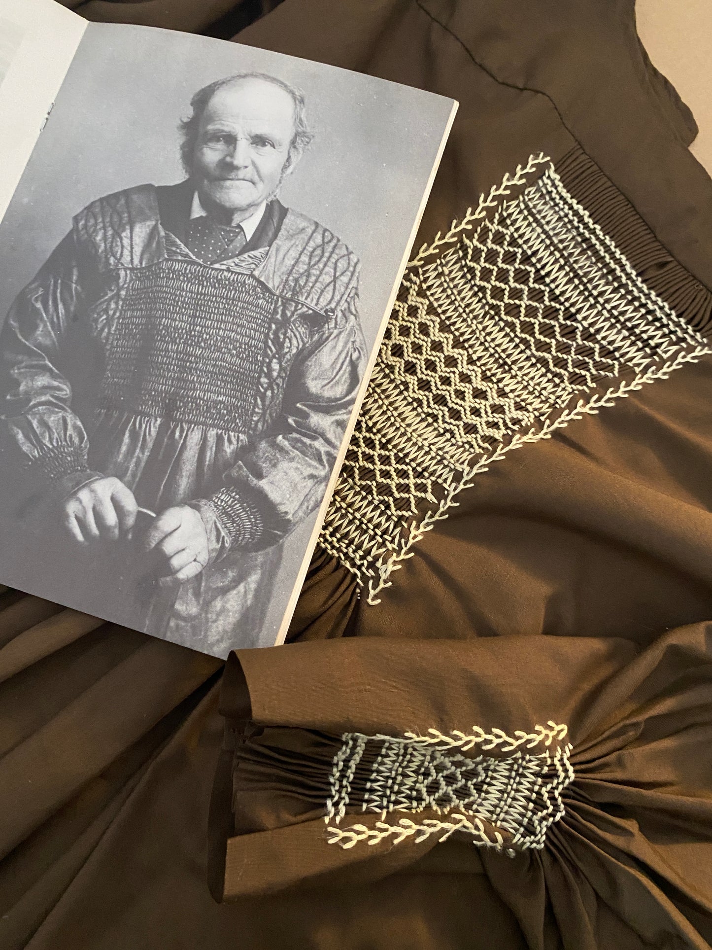 Hand Smocked Brown Cotton Blouse