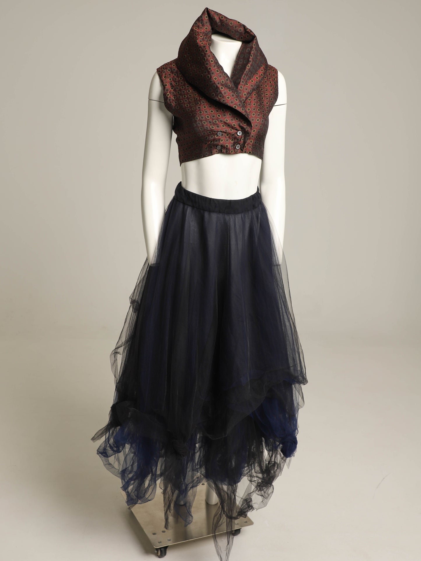 Romeo Gigli G Gigli 1994 Black and Navy Tulle Skirt