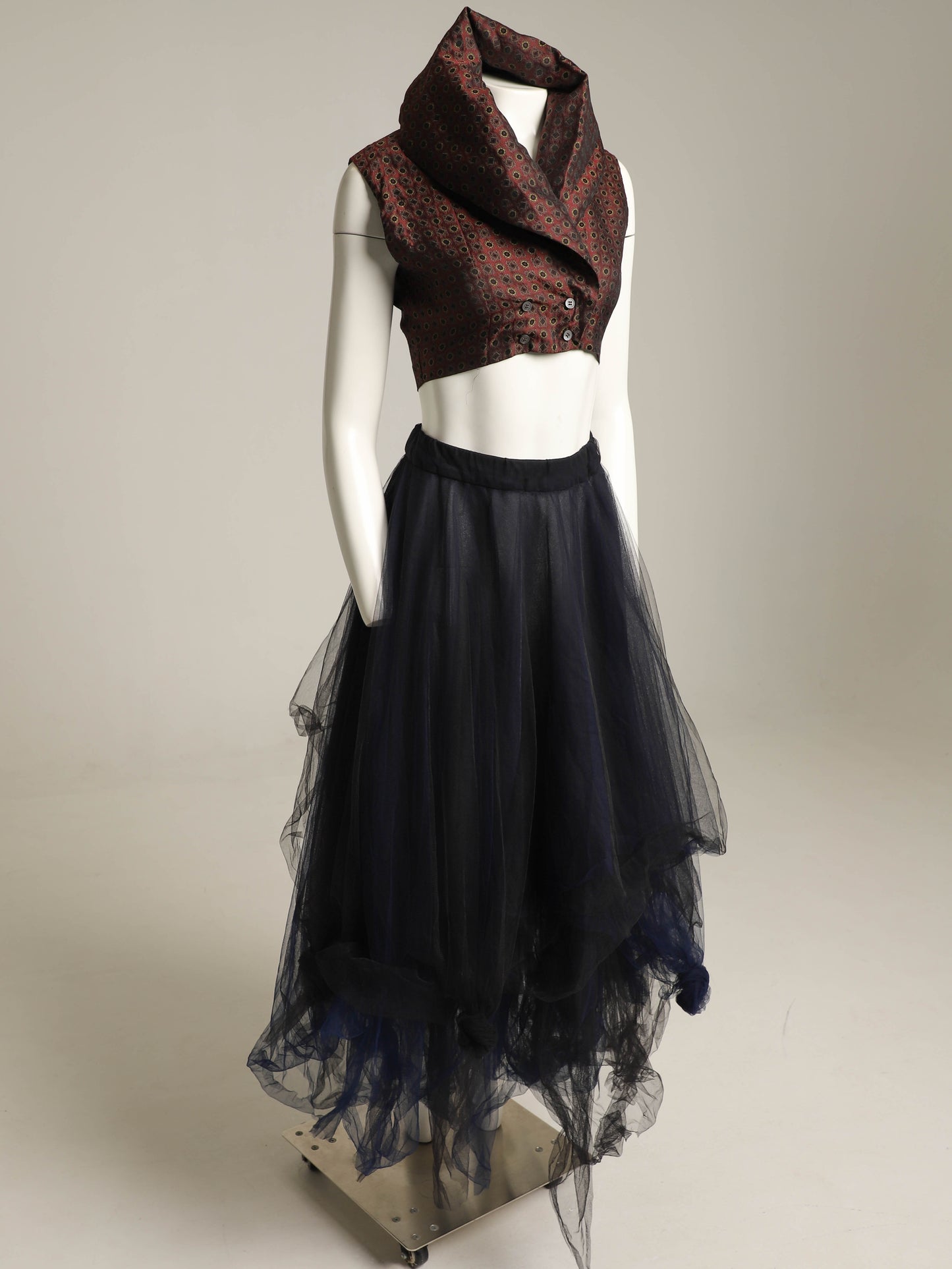 Romeo Gigli G Gigli 1994 Black and Navy Tulle Skirt