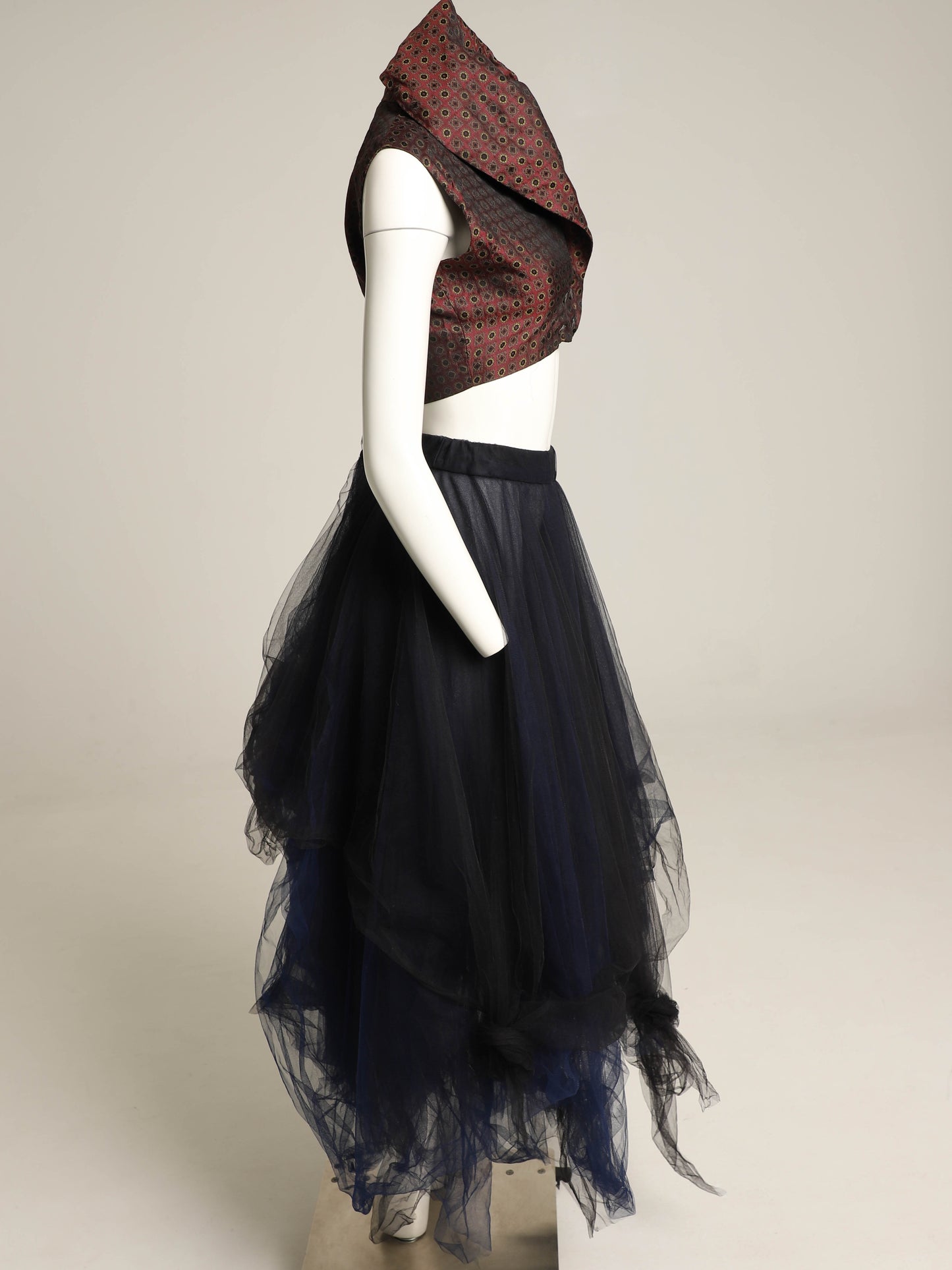 Romeo Gigli G Gigli 1994 Black and Navy Tulle Skirt
