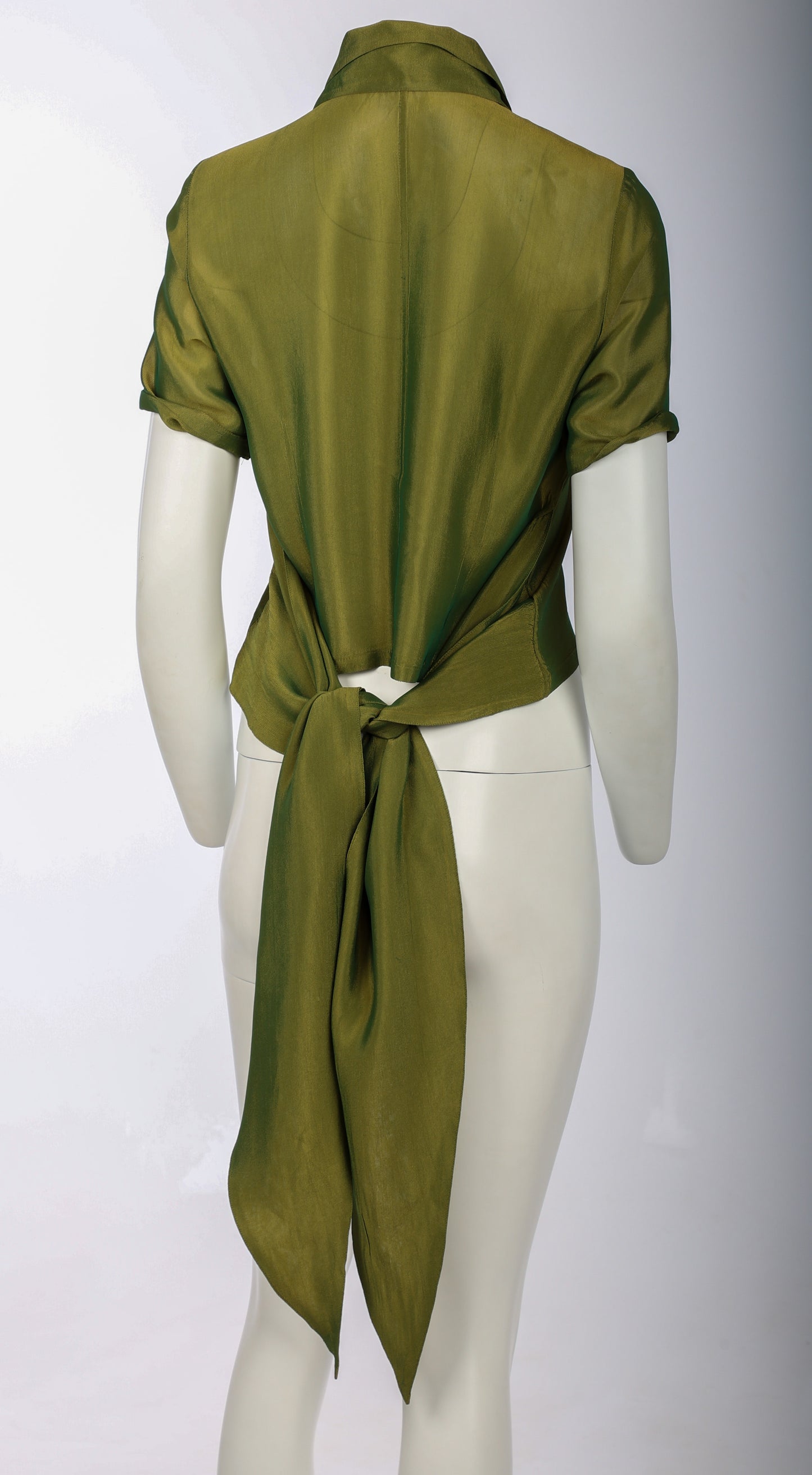 Junko Koshino Green Tie Shirt with Double Collar
