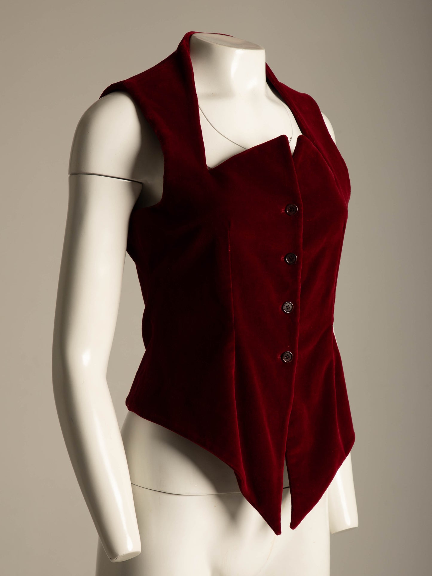 Romeo Gigli A/W 1991 Red Velvet Pointed Bustier Top