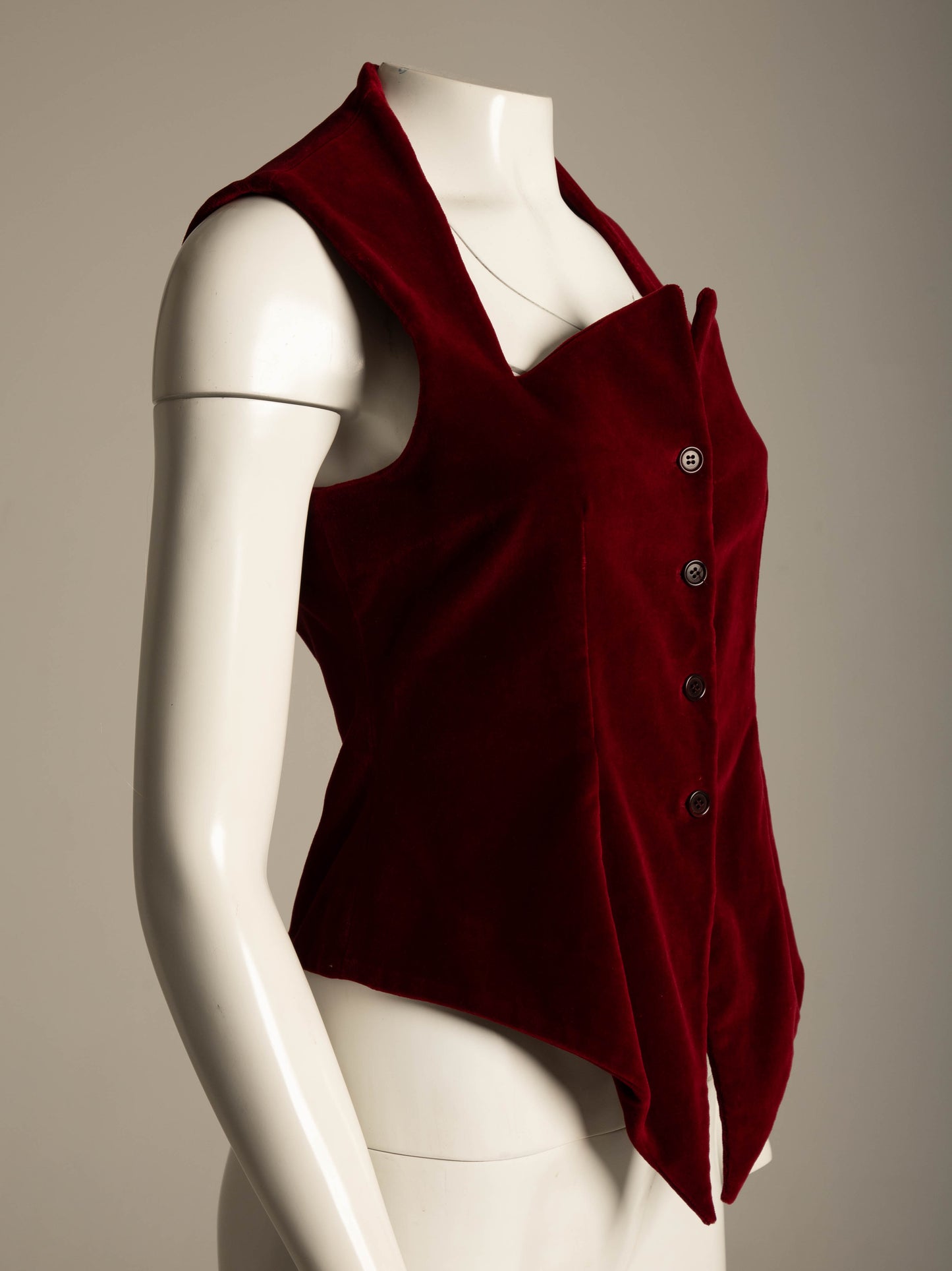 Romeo Gigli A/W 1991 Red Velvet Pointed Bustier Top