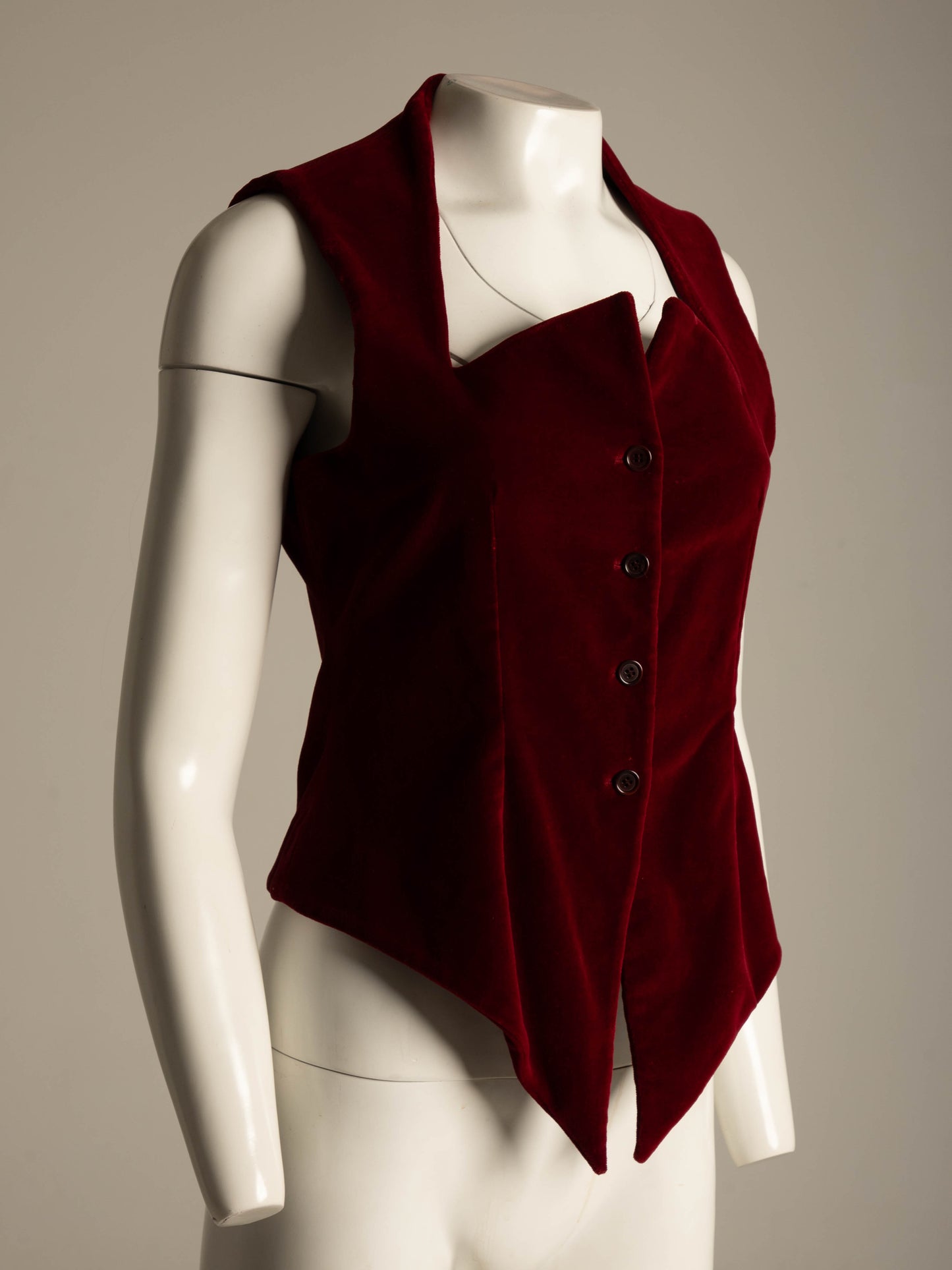 Romeo Gigli A/W 1991 Red Velvet Pointed Bustier Top