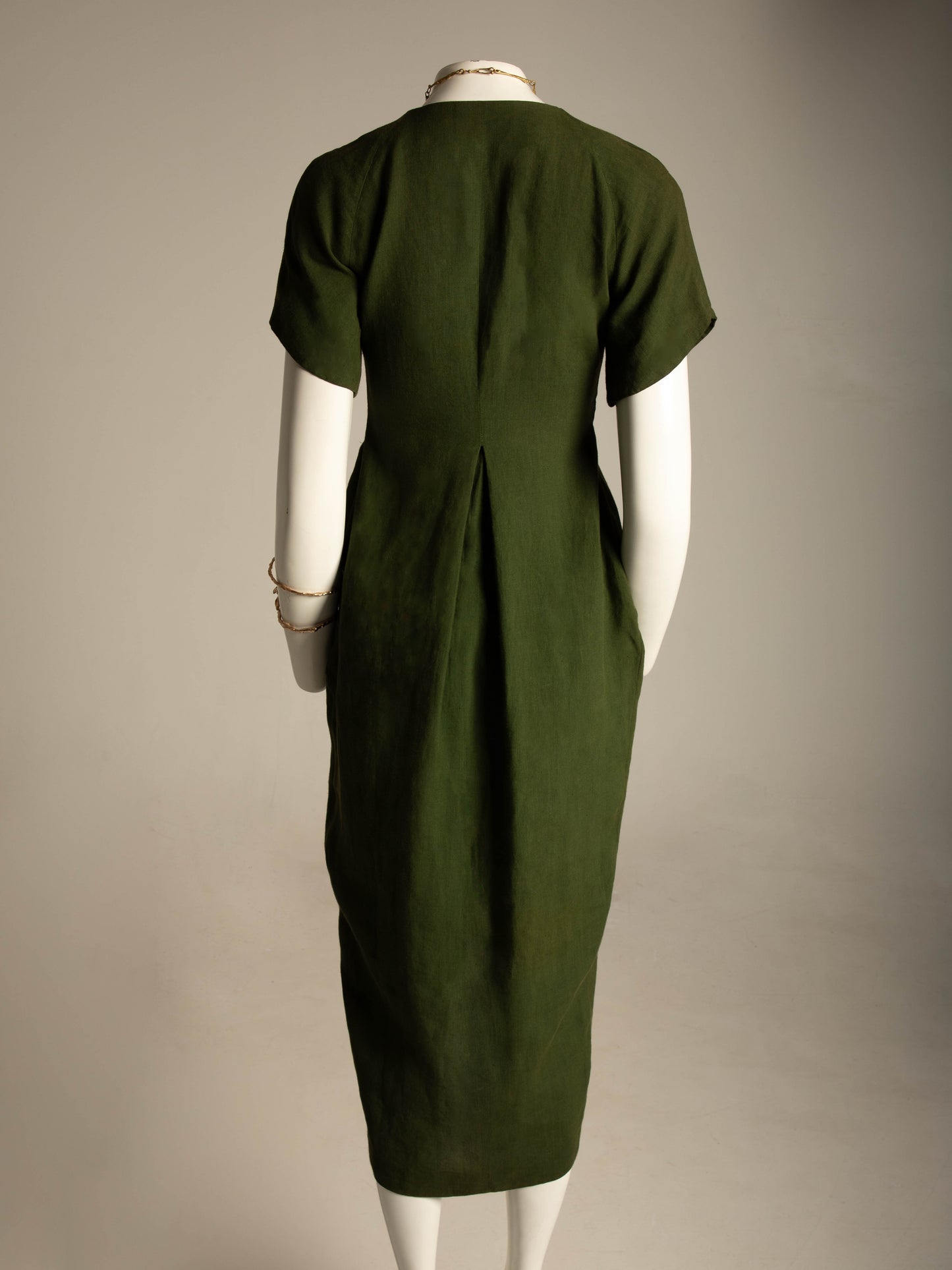 Sybilla Por Gibo Green Linen Dress Circa 80s