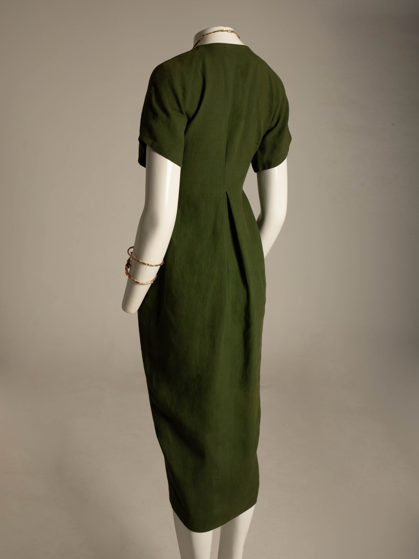 Sybilla Por Gibo Green Linen Dress Circa 80s